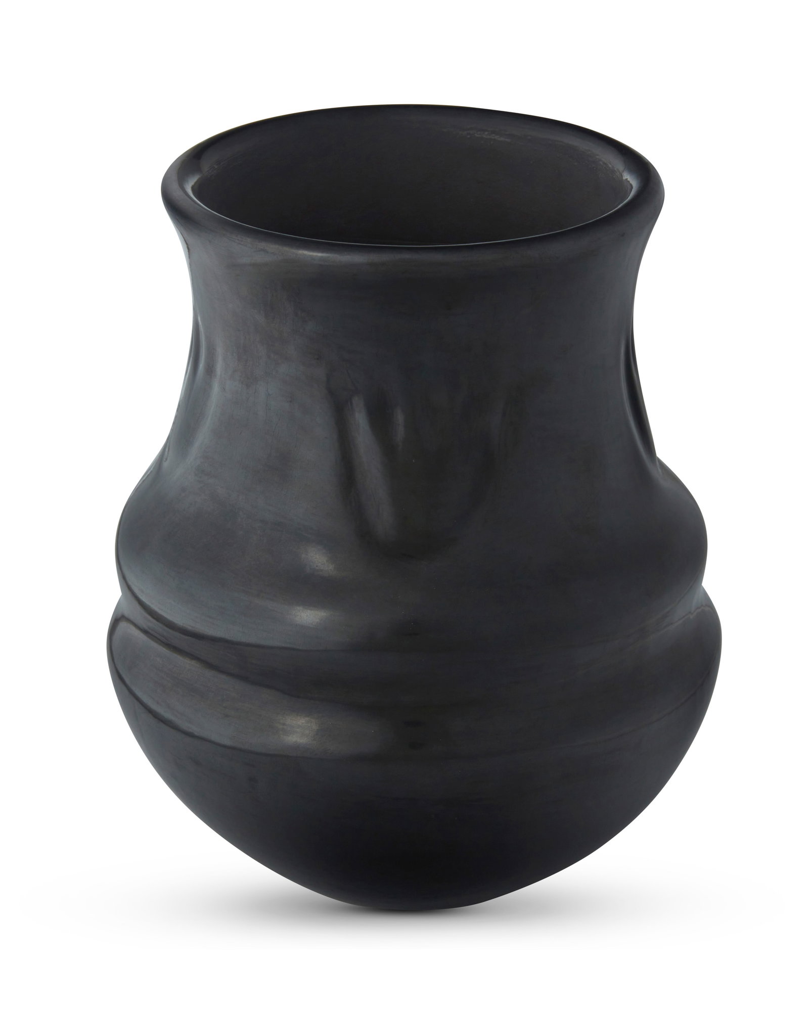 Lu Ann Tafoya (b. 1938, Santa Clara Pueblo): Lu Ann Tafoya (b. 1938, Santa Clara Pueblo) A Santa Clara blackware pottery jar, late 20th/early21st century Signed: Lu Ann Tafoya / Santa Clara Pue / N.M. A tall vase form jar with a bear paw motif 7