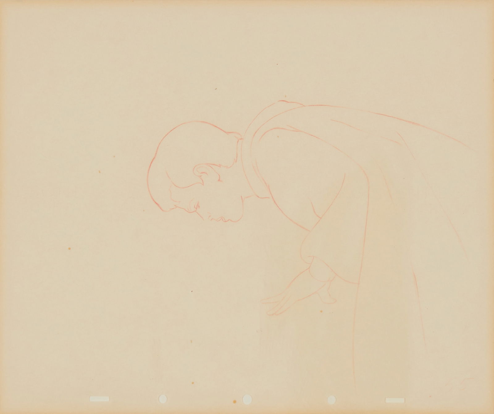 Walt Disney Animation Studios production drawing from "Snow White and the Seven Dwarfs, Red colored (1 of 5)