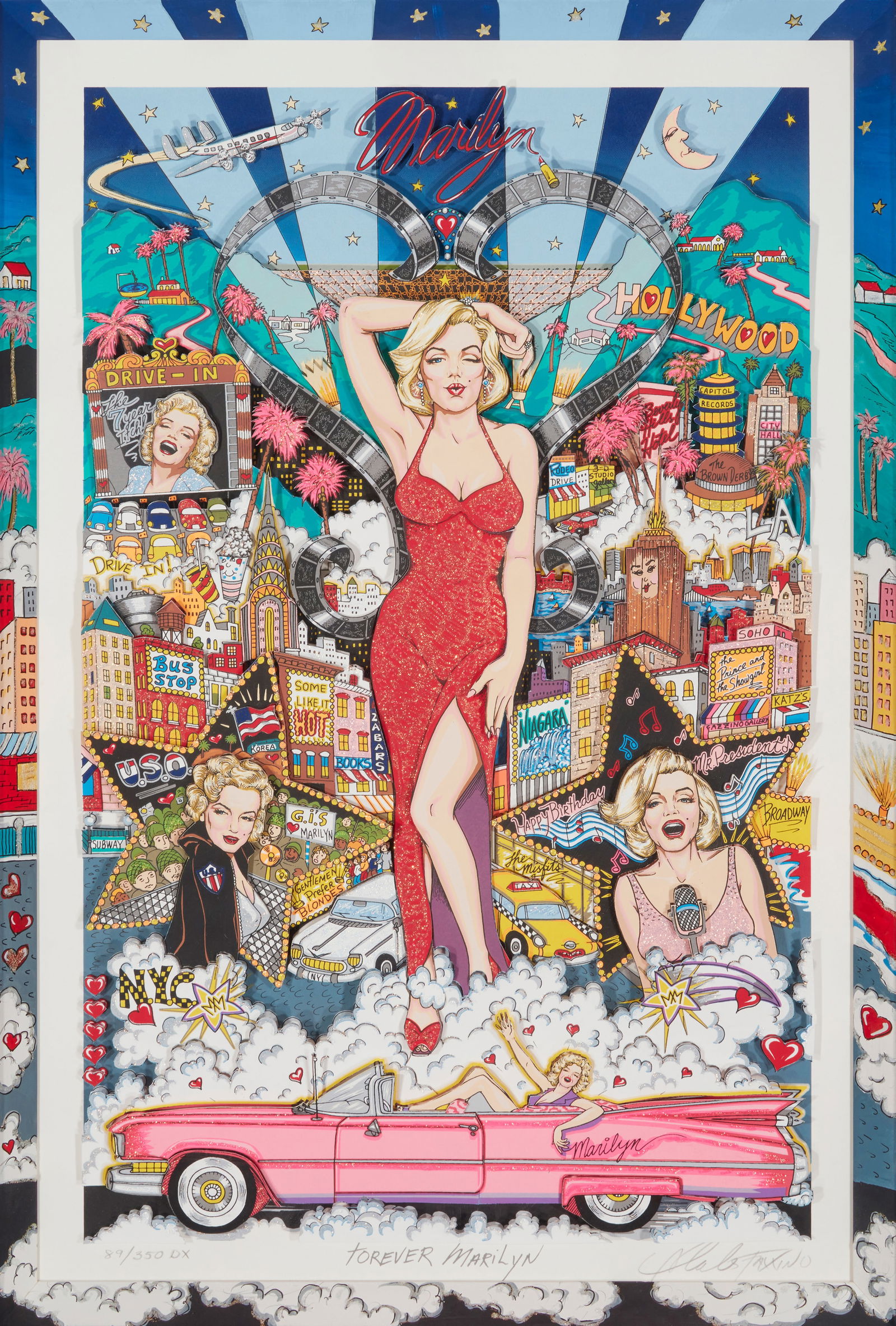 Charles Fazzino (b. 1955), iForever Marilyn," 3-D screenprint and mixed media on museum board, in a (1 of 7)