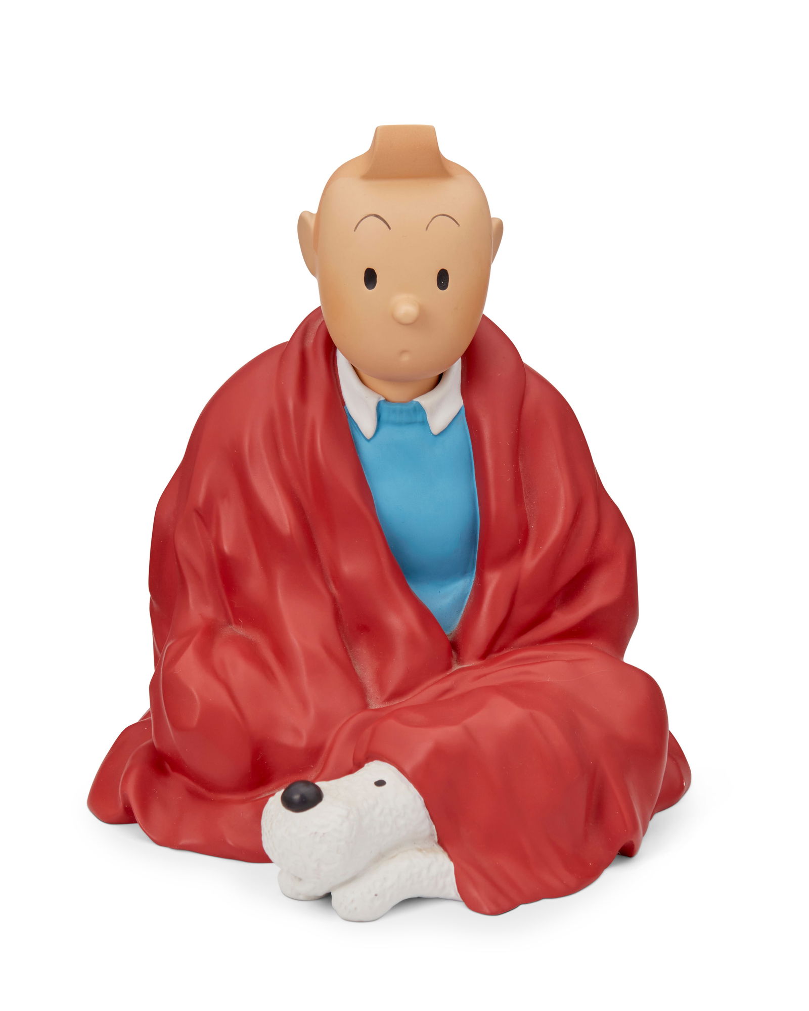A Leblon-Delienne "Tintin" robed figurine with Snowy, 2000: A Leblon-Delienne "Tintin" robed figurine with Snowy2000Edition 296 of unknown sizeStamped and incised to figure verso: (C) Herge Moulinsart / no 296The polychrome resin figurine of Tintin c