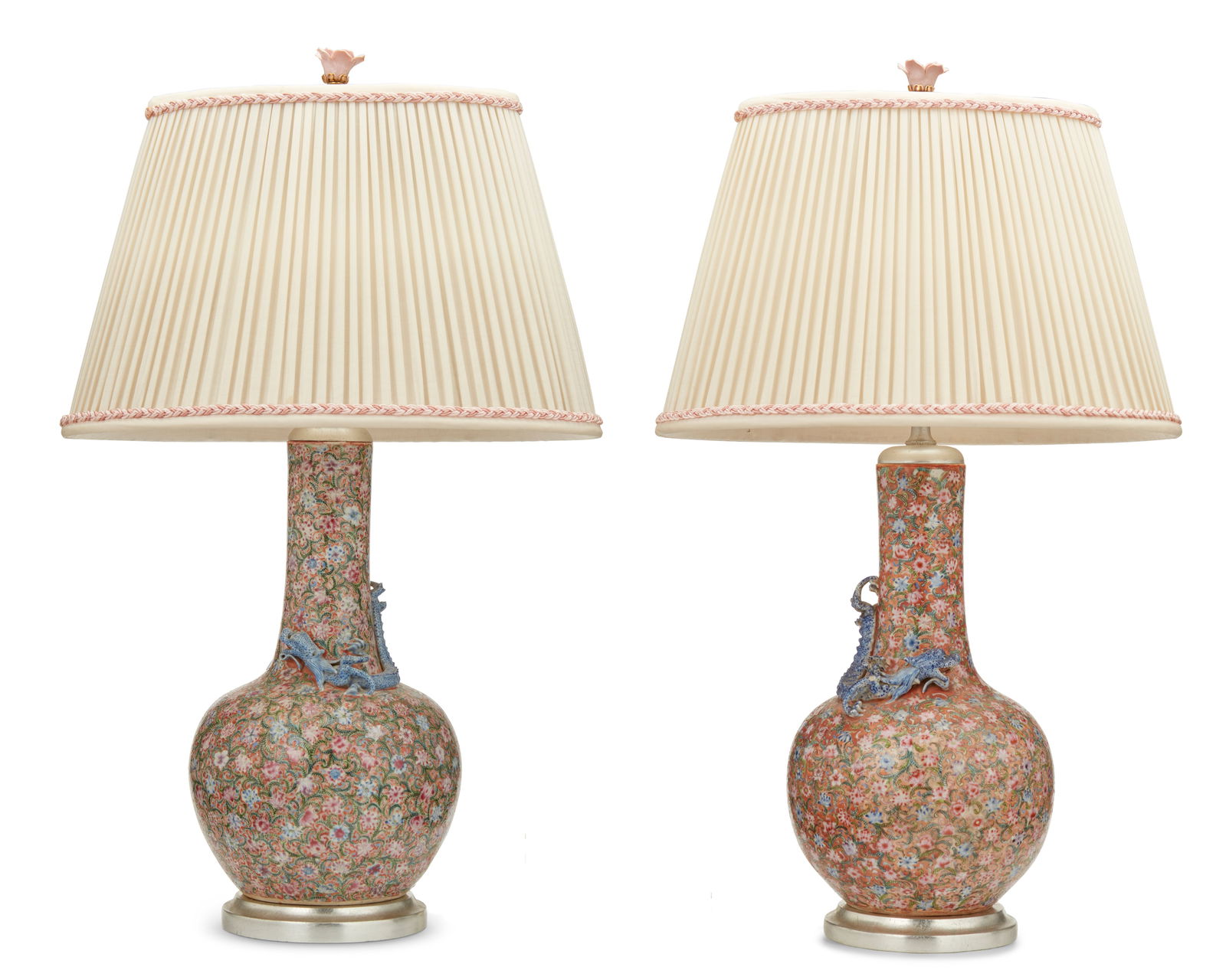 A pair of Chinese millefleur porcelain vase lamps (1 of 5)