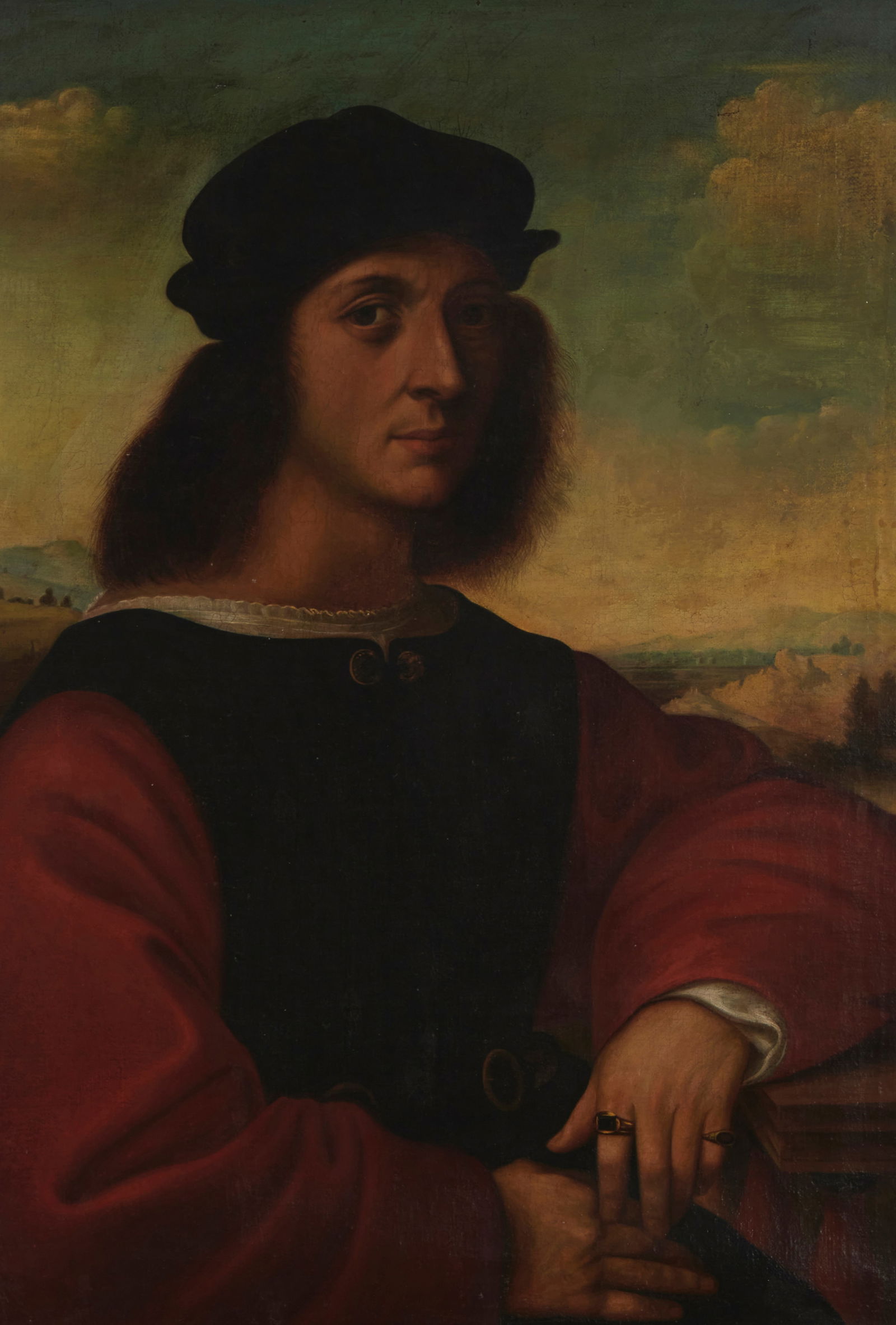 After Raphael (1483-1520), Portrait of Agnolo Doni, Oil on canvas, 24.25" H x 17.25" W (1 of 6)