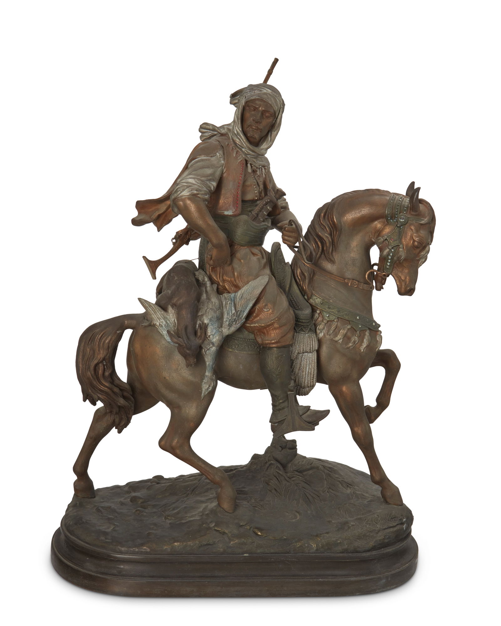 After ...mile Coriolan Hippolyte Guillemin (1841-1907), "Cavalier Arabe," Patinated and cold-painted (1 of 6)