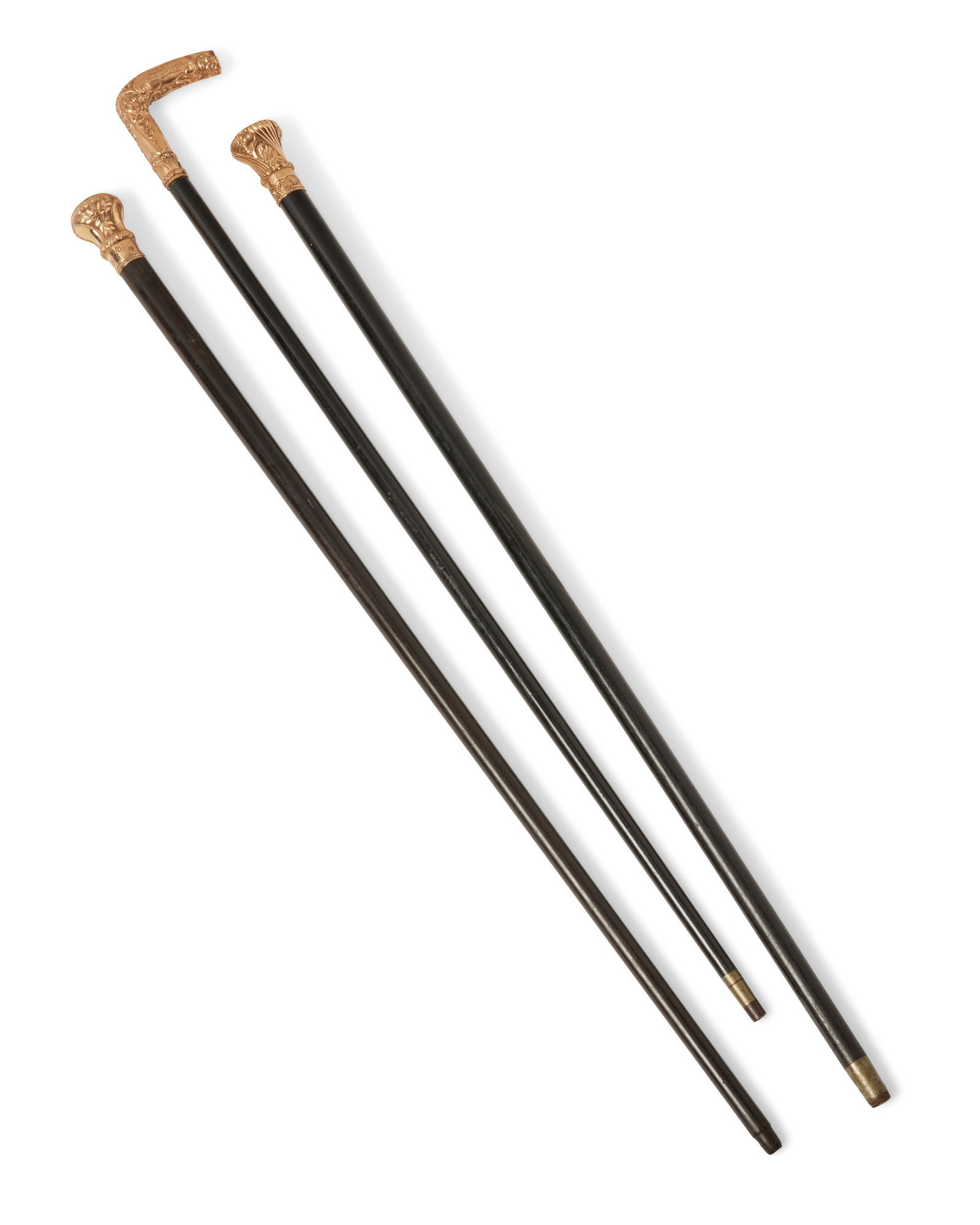 A group of ebonized wood walking canes (1 of 5)