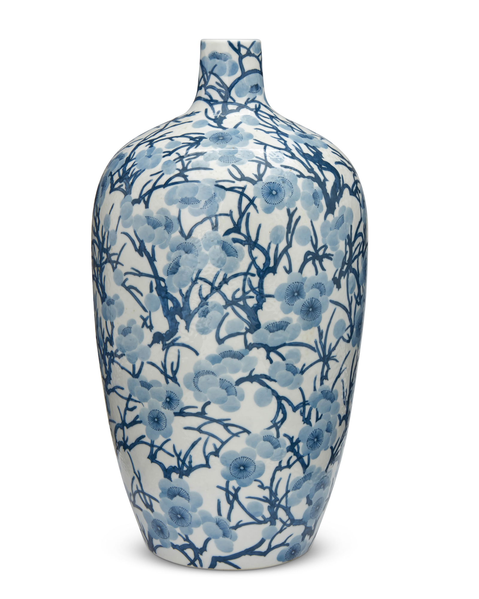 A Japanese blue and white porcelain vase: A Japanese blue and white porcelain vase20th centuryMarked to the underside in blue underglaze with a six-character studio mark possibly reading: Koko sho'oku [shi gan]Perhaps a tokkuri or similar sak