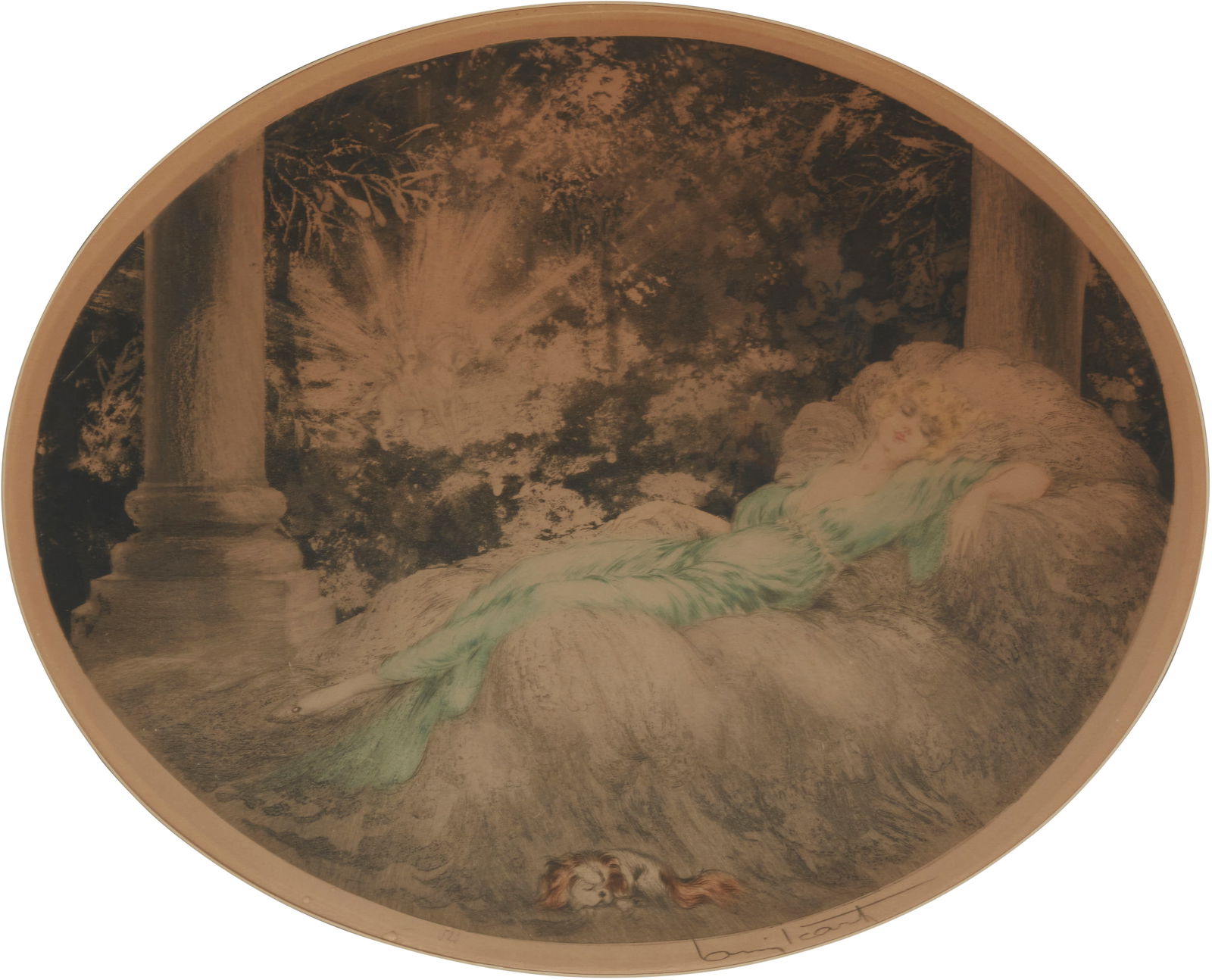 Louis Icart (1888-1950), "Sleeping Beauty," 1927, Etching, drypoint, and aquatint in colors on (1 of 5)