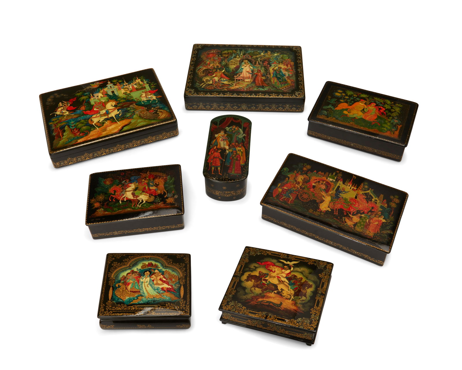 A group of Russian Palekh lacquerware boxes (1 of 12)