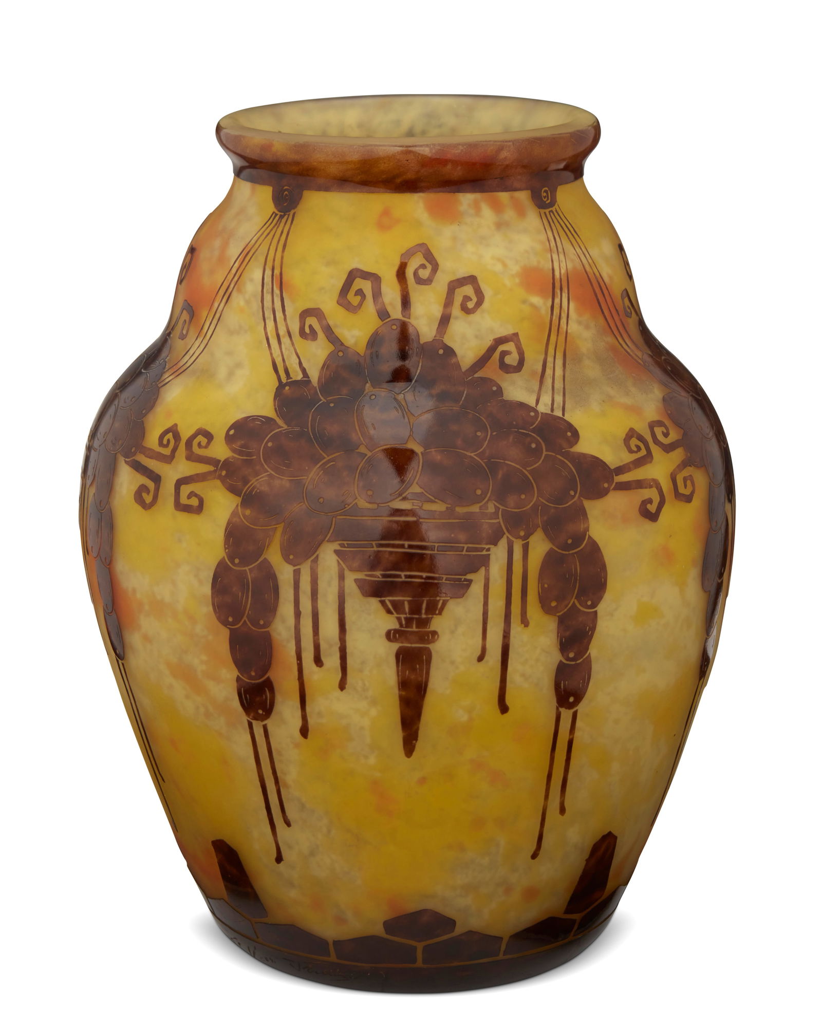 Charles Schneider (1881-1953) and Earnest Schneider (1877-1937), A Le Verre Francais "Vigne" cameo: Charles Schneider (1881-1953) and Earnest Schneider (1877-1937)A Le Verre Francais "Vigne" cameo glass vase, circa 1925Etched signature to the lower edge: Le Verre Francais; further marked t