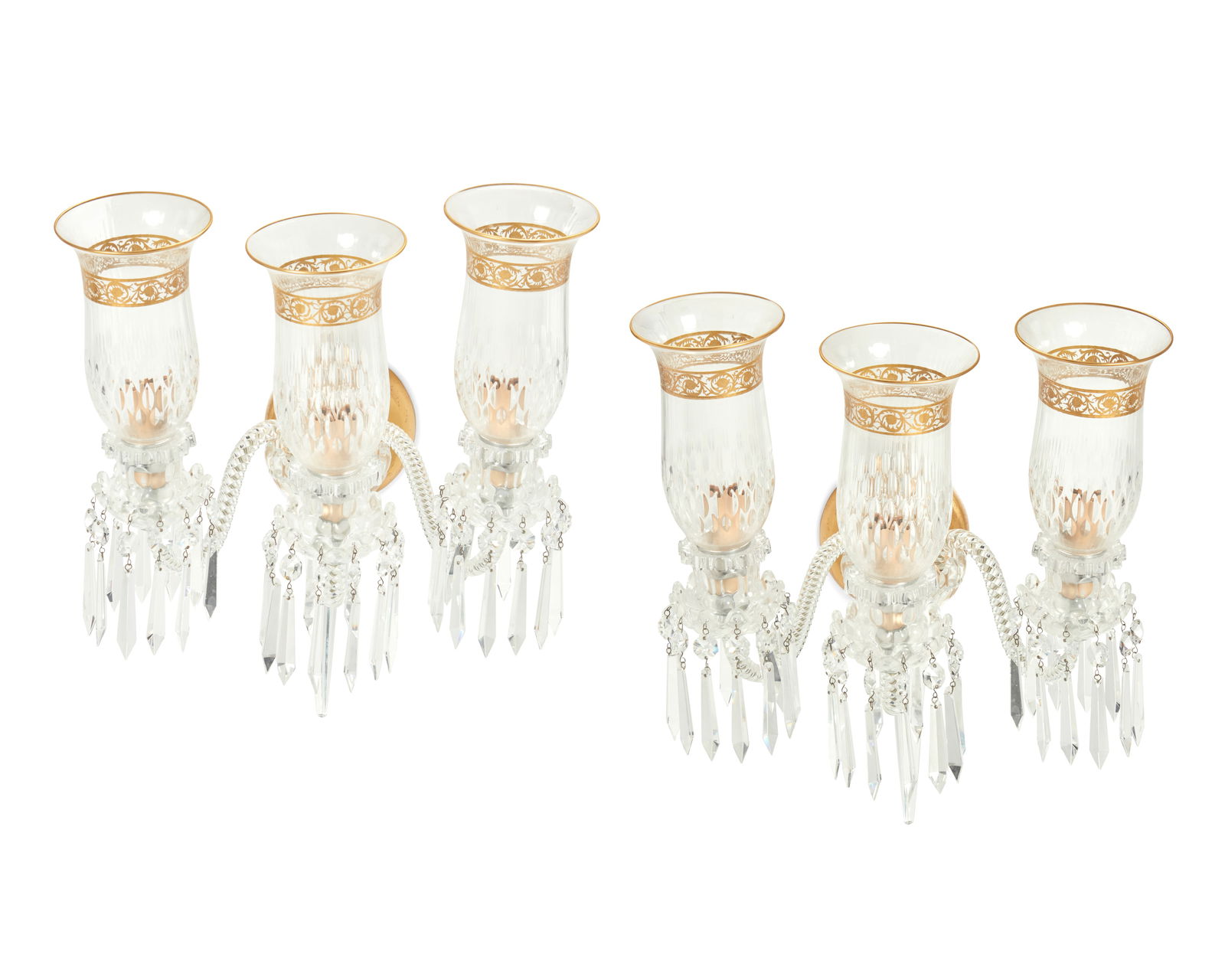 A pair of St. Louis gilt glass "Thistle" wall sconces, 20th century (1 of 9)