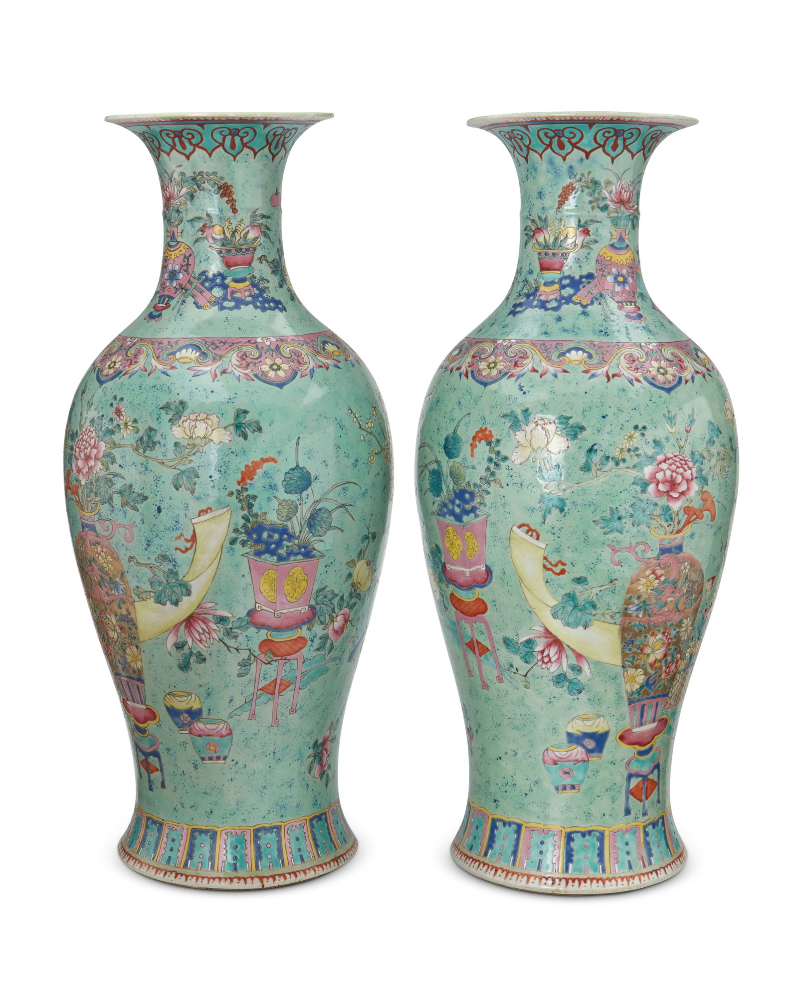 A pair of Chinese enameled porcelain vases (1 of 6)