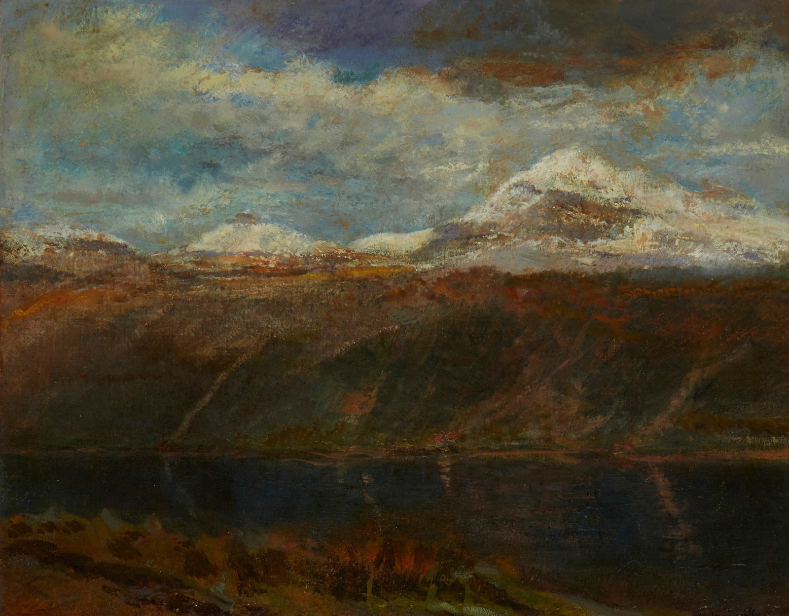 Laszlo Mednyanszky (1852-1919), Tarn Lake in the Tatra Mountains, Oil on canvas laid to canvas, 14": Laszlo Mednyanszky(1852-1919)Tarn Lake in the Tatra MountainsOil on canvas laid to canvasSigned lower right: Mednyanszky14" H x 17.75" W