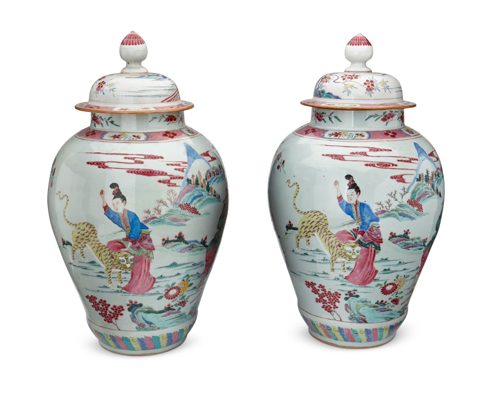 A pair of Chinese enameled porcelain jars (1 of 5)