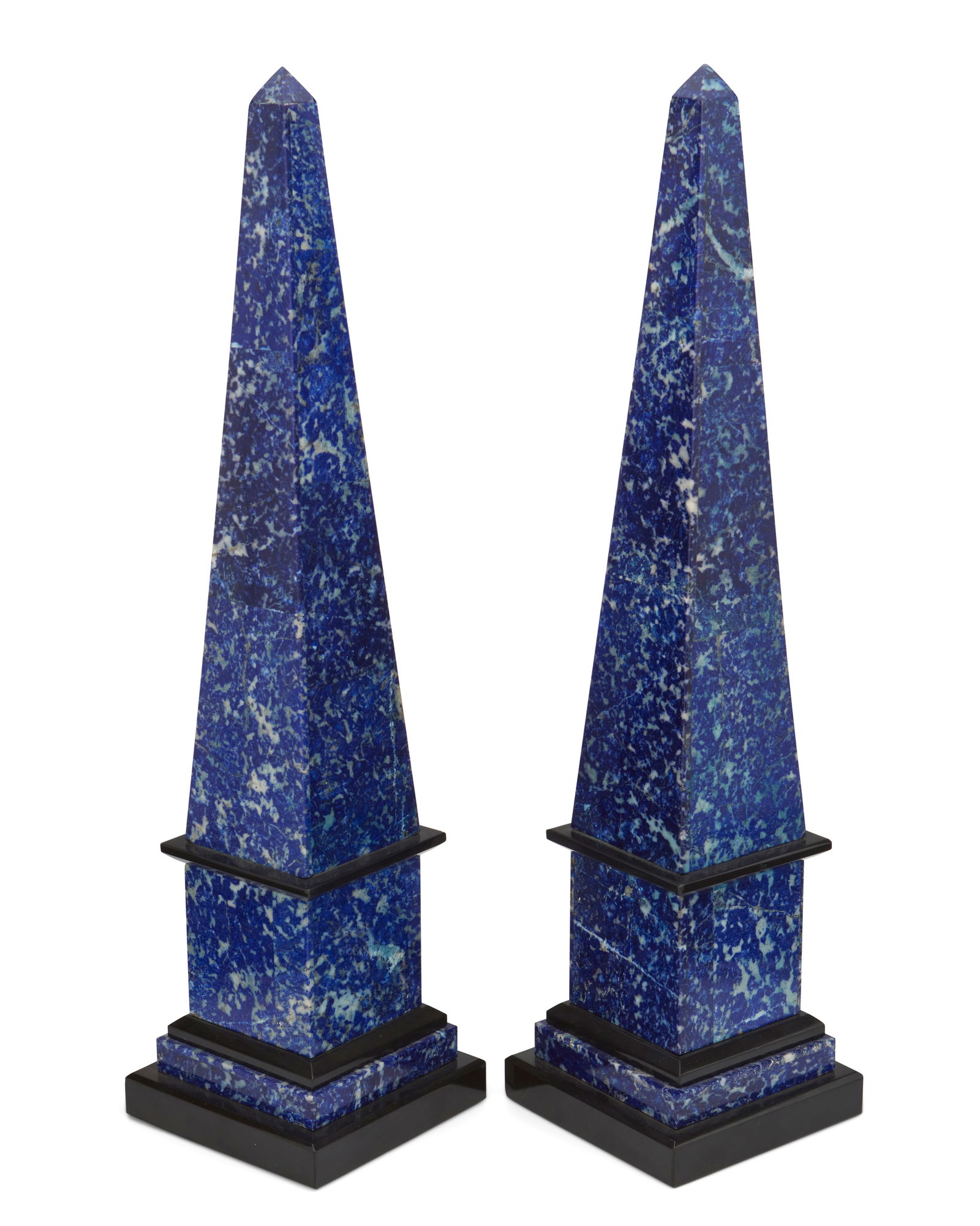 A pair of carved lapis lazuli stone obelisks (1 of 5)