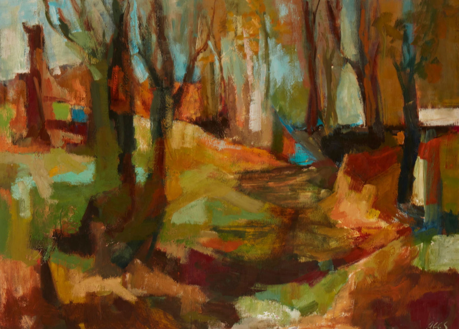 Barbara Rees (20th century), "Sylvan Landscape," circa 1970, Oil on canvas, 36" H x 50" W (1 of 8)