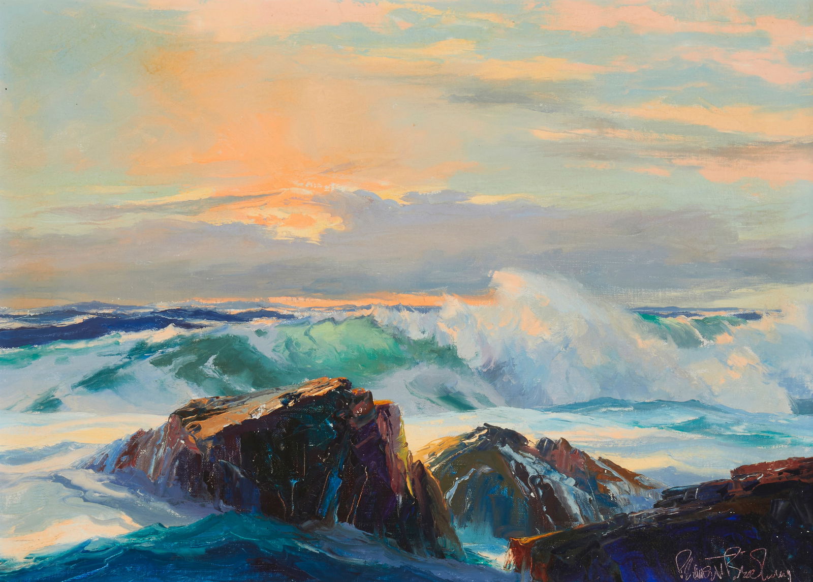 Bennett Bradbury (1914-1991), "Little Corona," Oil on canvas, 18" H x 24" W (1 of 6)