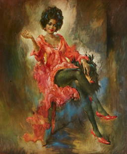 Julian Ritter (1909-2000), "Ruby," Giclee on canvas, 24.5" H x 20.25" W: Julian Ritter (1909-2000) "Ruby" Giclee on canvas With the printed signature lower left: Julian; with I.A.P Co. copyright in the lower left corner 24.5" H x 20.25" W