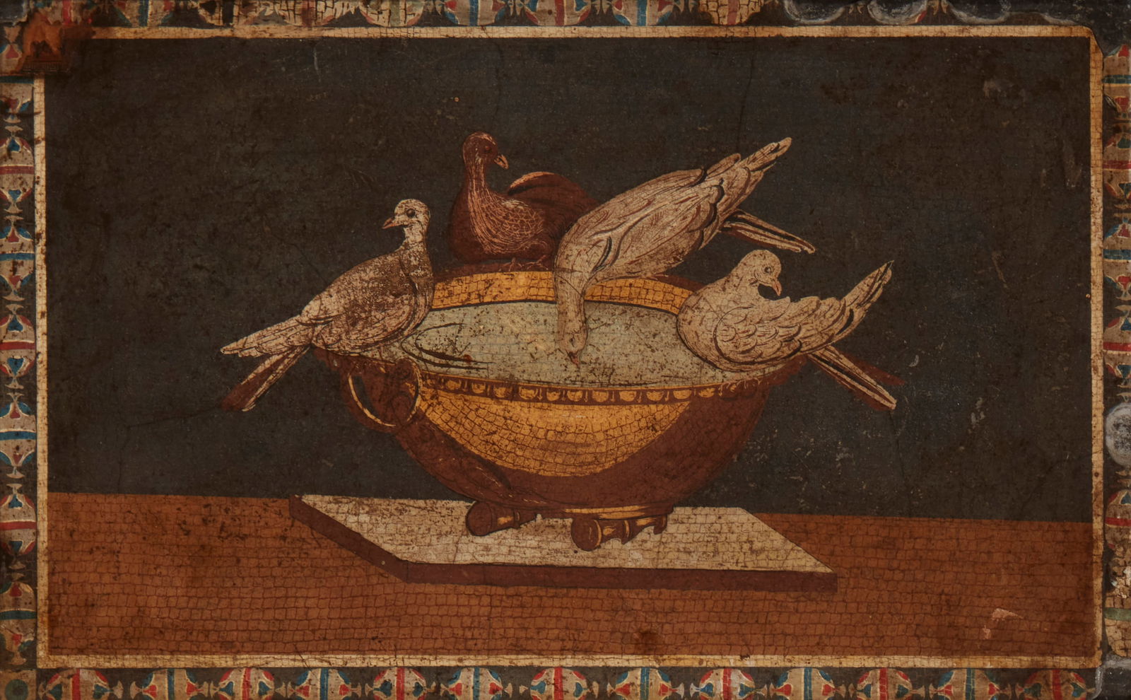 A "Doves of Pliny" Grand Tour souvenir plaque, 19th century, 8" H x 12.75" W (1 of 6)