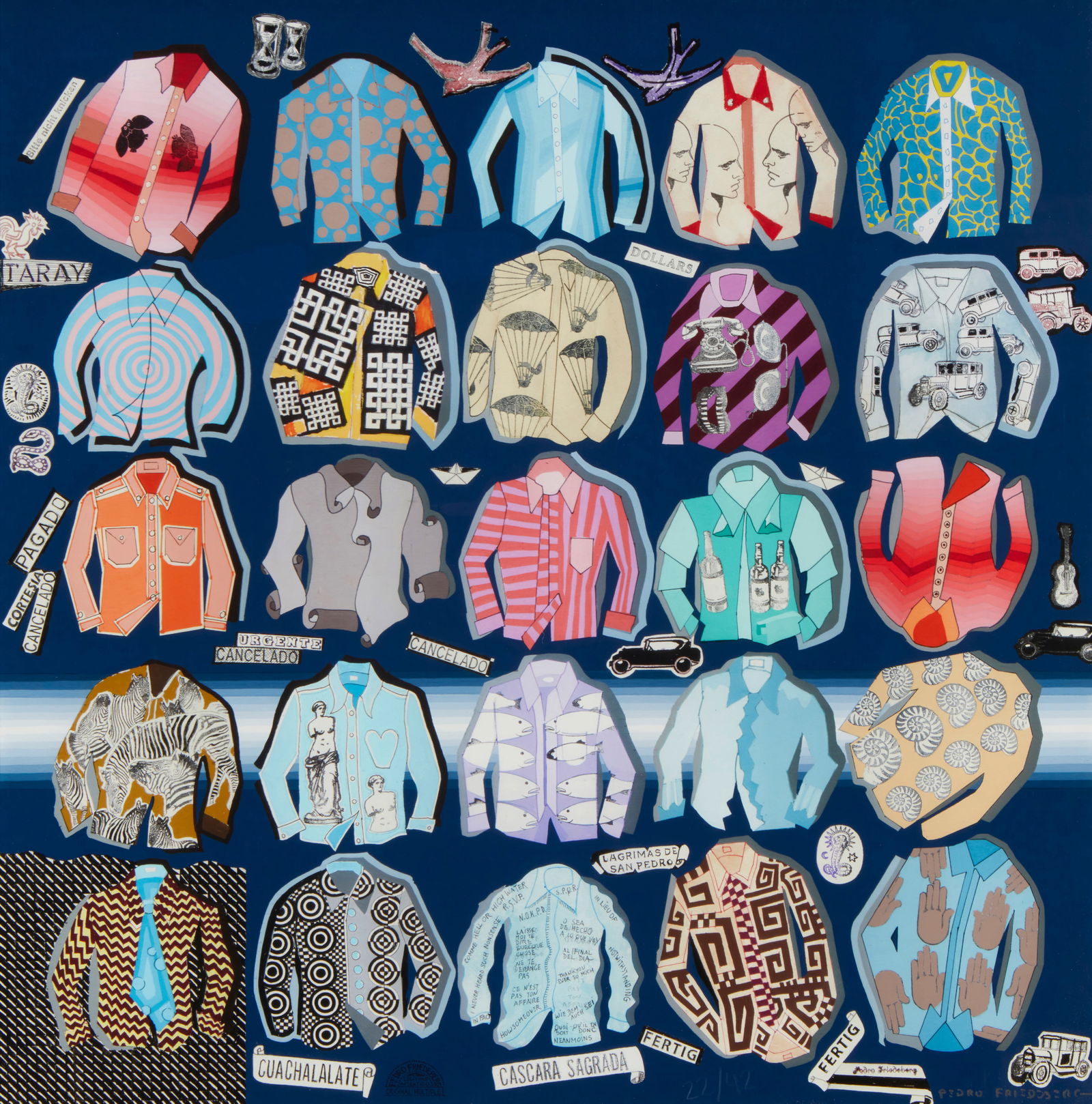 Pedro Friedeberg (b. 1936), "Camisas," 2019, Giclee in colors on paper, Sight: 29" H x 29" W (1 of 6)