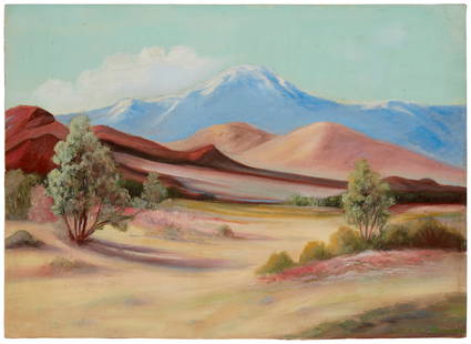 Ralph Holmes (1876-1963), San Jacinto, Oil on canvasboard, 14" H x 19.75" W: Ralph Holmes (1876-1963) San Jacinto Oil on canvasboard Signed lower right: Ralph Holmes 14" H x 19.75" W