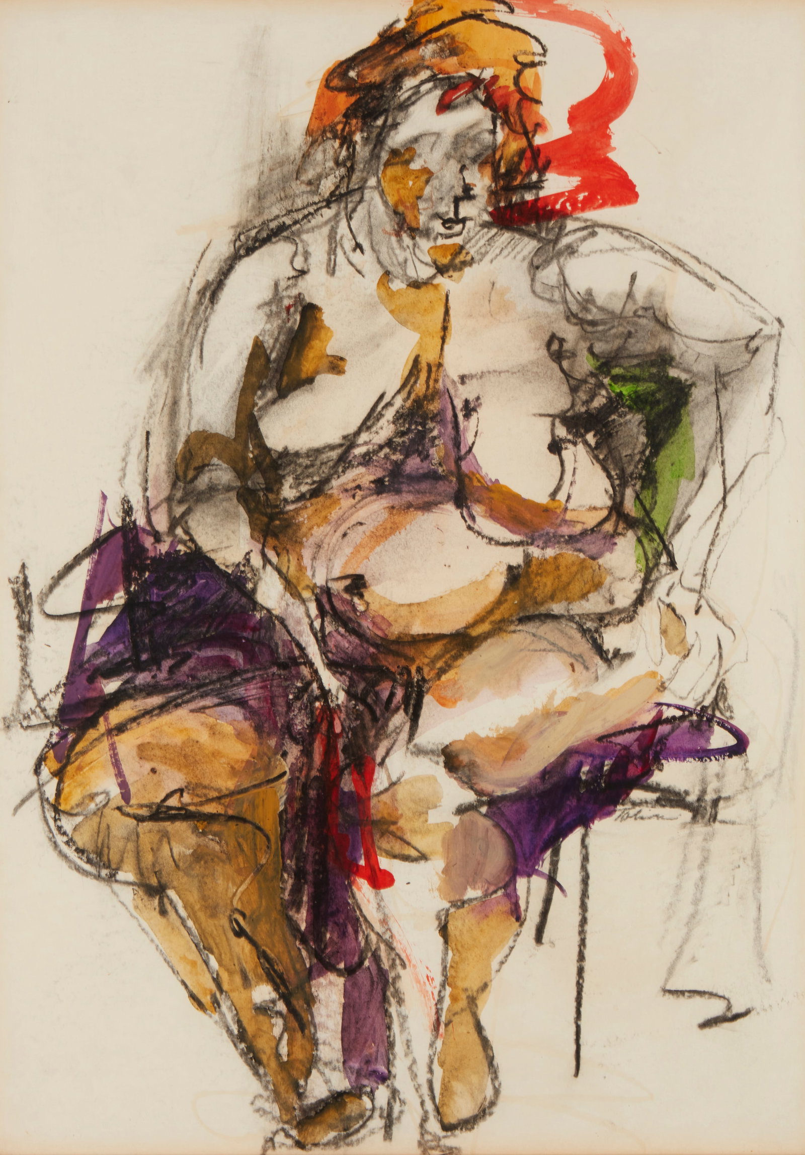 Carol Tolin (1916-1996), "Frances," Mixed media on paper laid to board, Sheet: 30" H x 20" W: Carol Tolin (1916-1996) "Frances" Mixed media on paper laid to board Signed lower right: Tolin; signed again and titled, verso Sheet: 30" H x 22" W