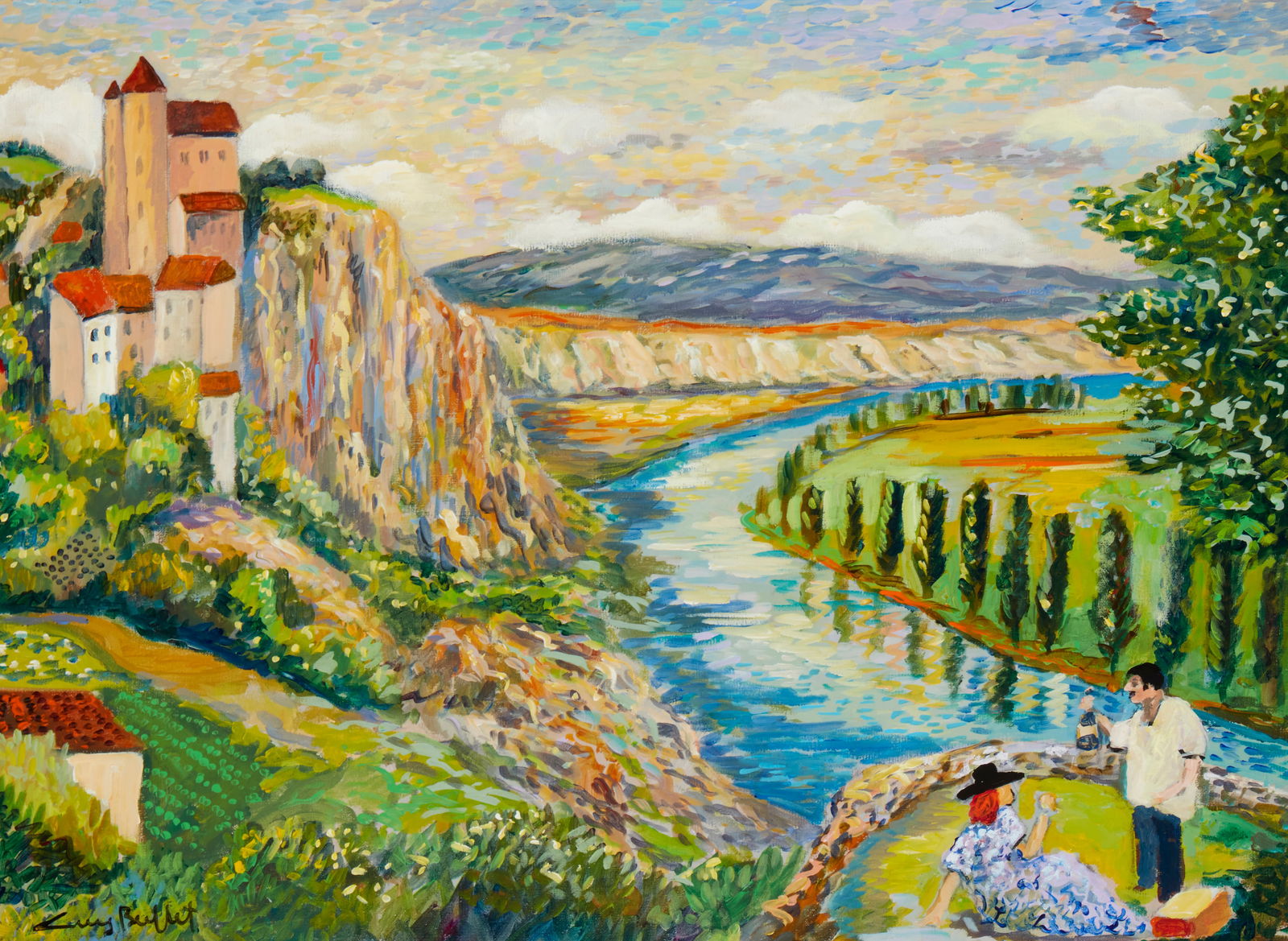 Guy Buffet (b. 1943), "Picnic at St. Cirq," 2014, Acrylic on canvas, 17.5" H x 23.5" W (1 of 6)