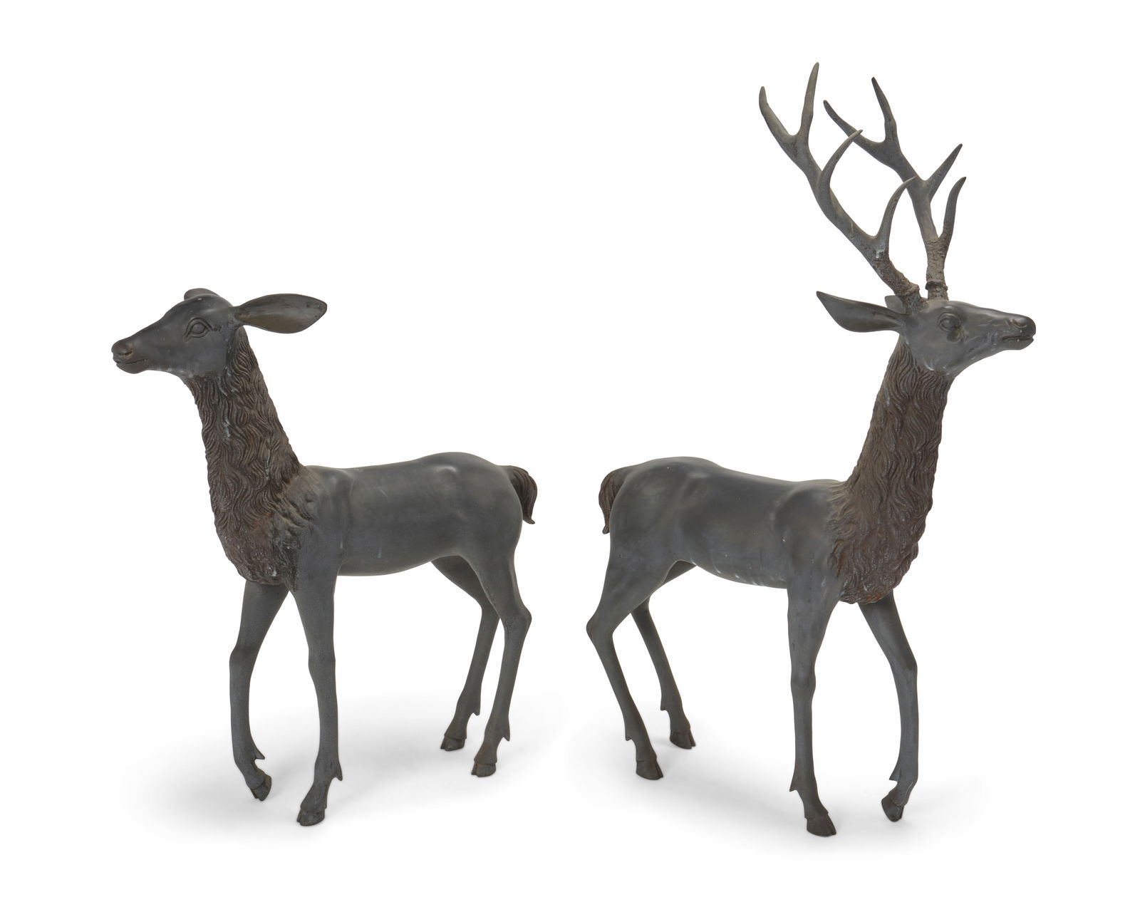 Two life-size bronze deer garden figures (1 of 4)