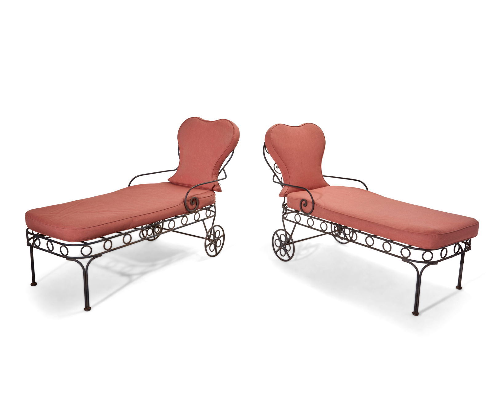A pair of wrought iron chaise lounges (1 of 4)