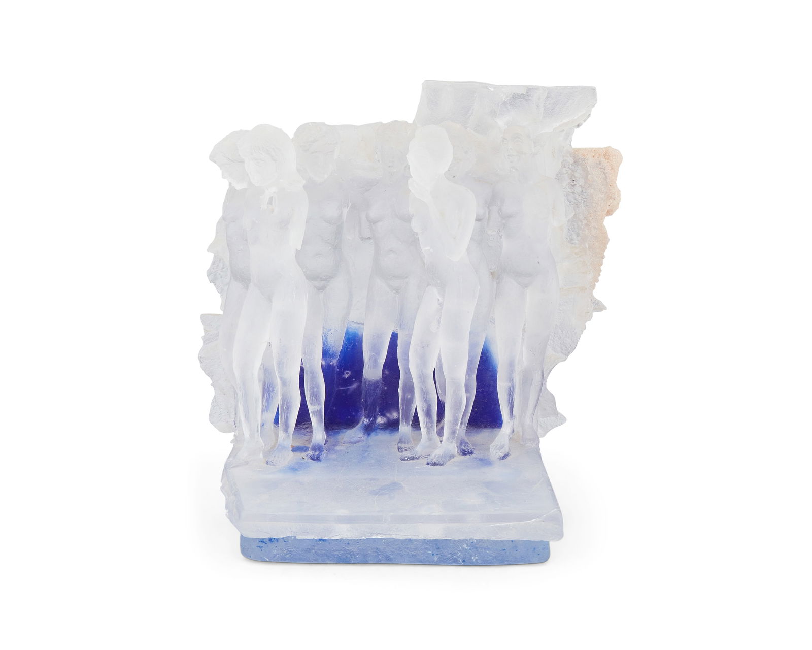 Linda Ethier (b. 20th century), Multi-figure sculpture, Cast and pate de verre fused glass, 13.75" H (1 of 3)