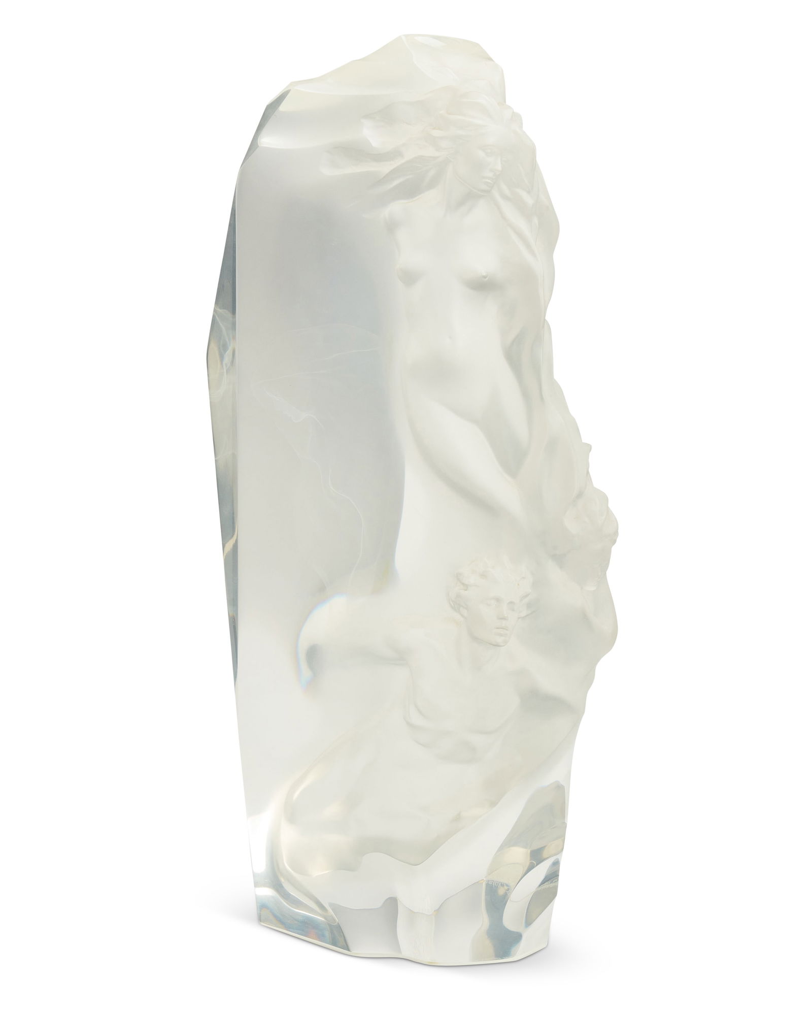 Frederick Hart (1943-1999), "Divine Milieu," 2001, Cast acrylic, 20.25" H x 7.325" W x 8.75" D: Frederick Hart(1943-1999)"Divine Milieu," 2001Cast acrylicEtched signature and markings: Hart / (C) 2001 F. Hart / A. P. XLII/LXXV CAT20.25" H x 7.325" W x 8.75" D Provenance: