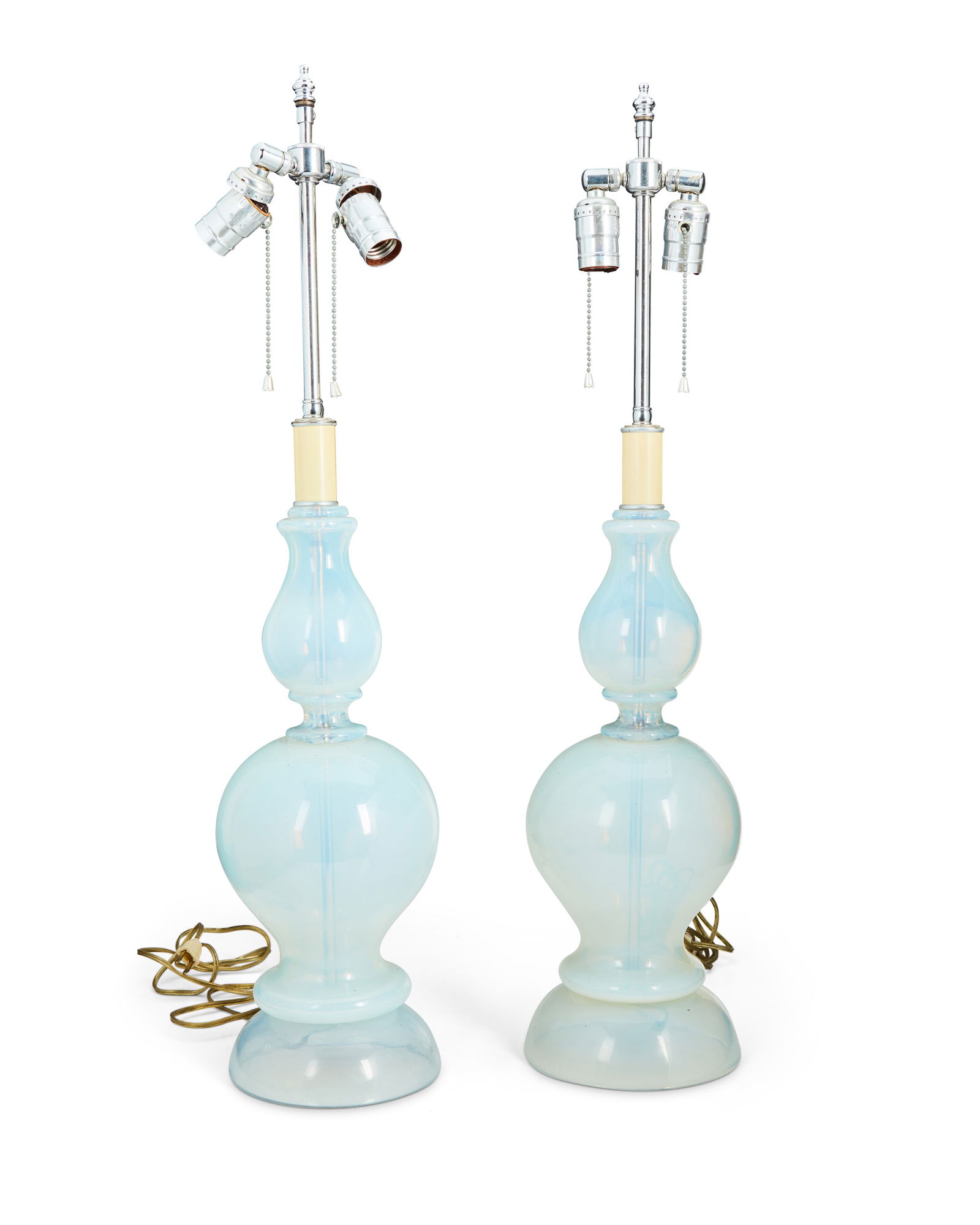 A pair of large opaline blown glass table lamps (1 of 2)