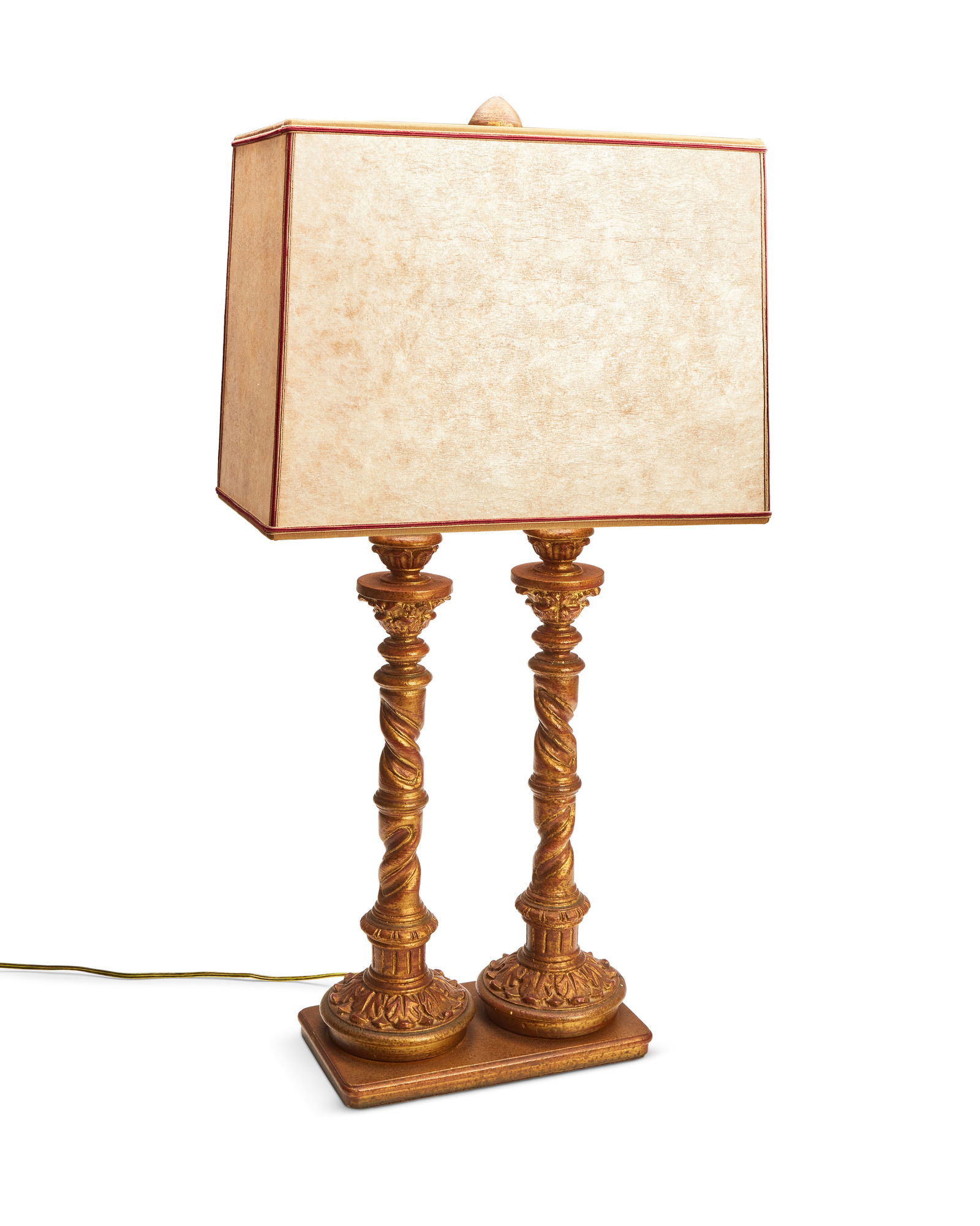 A contemporary gilt plaster double-columned table lamp (1 of 4)