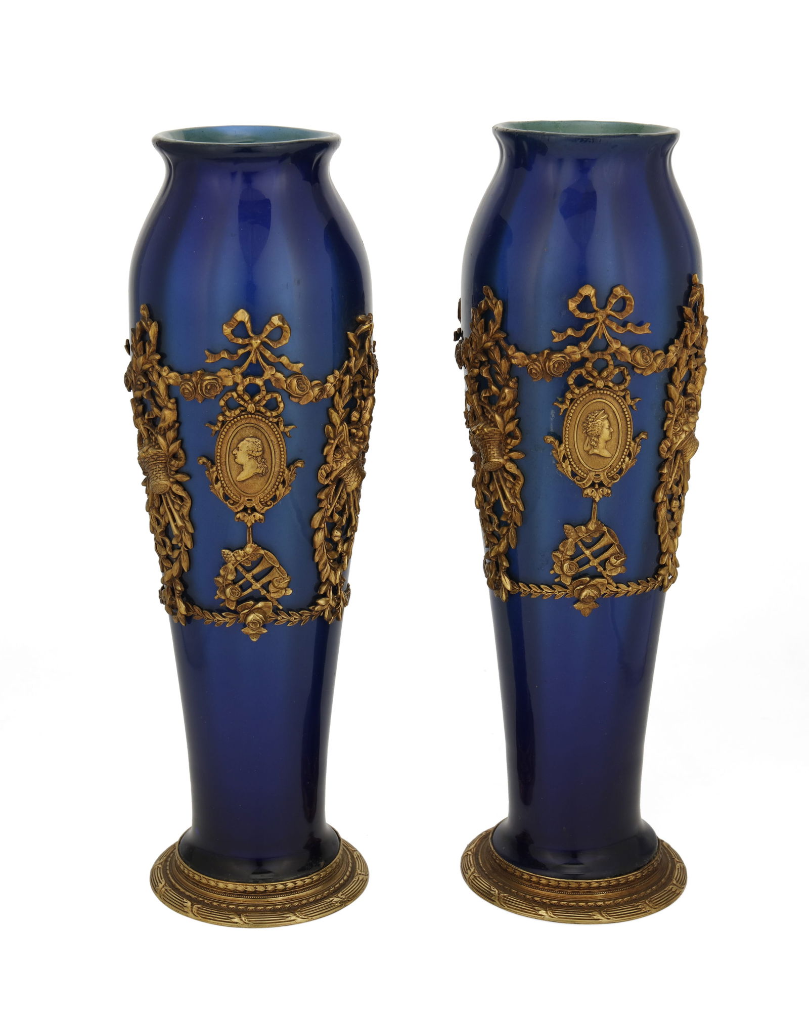 A pair of Continental cobalt glass vases (1 of 2)