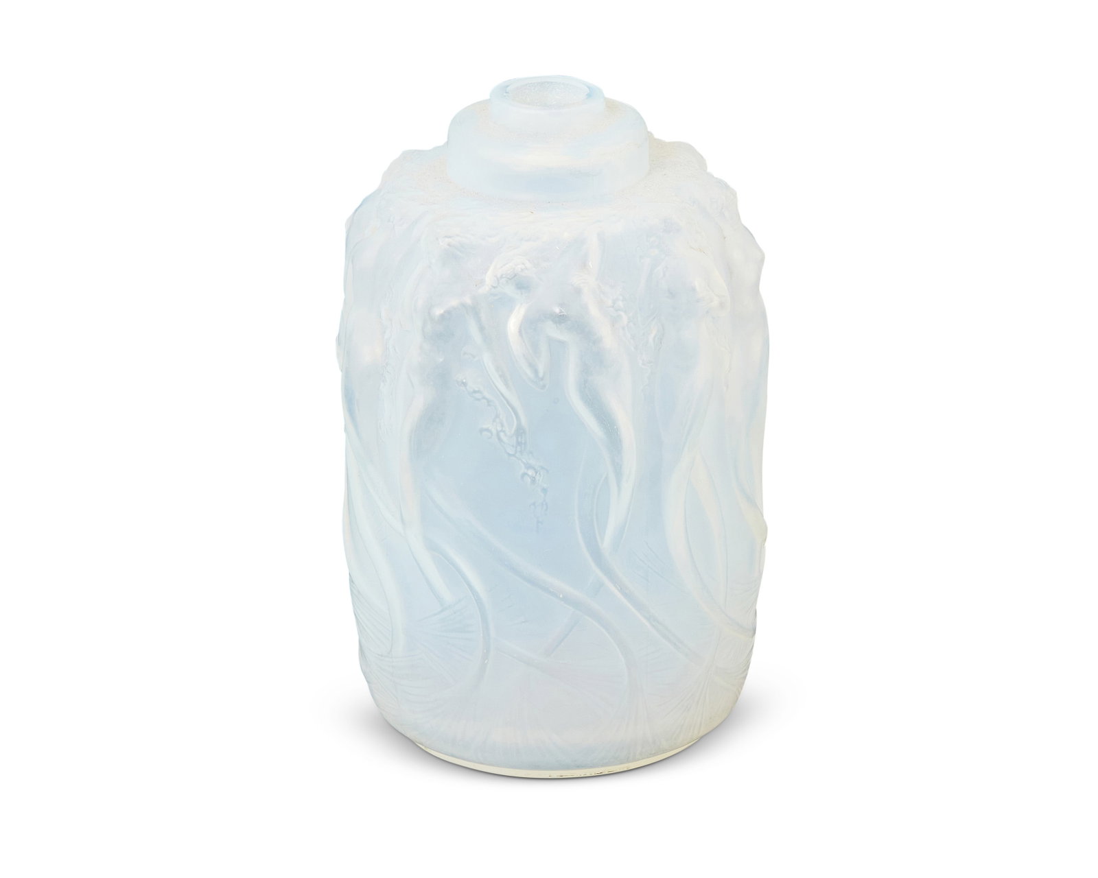 A perfume diffuser base after Lalique: A perfume diffuser base after Lalique Mid-20th century Spuriously marked to underside: R. Lalique The glass perfume diffuser base after the "Calendal" pattern 5.5" H x 3.5" Dia.