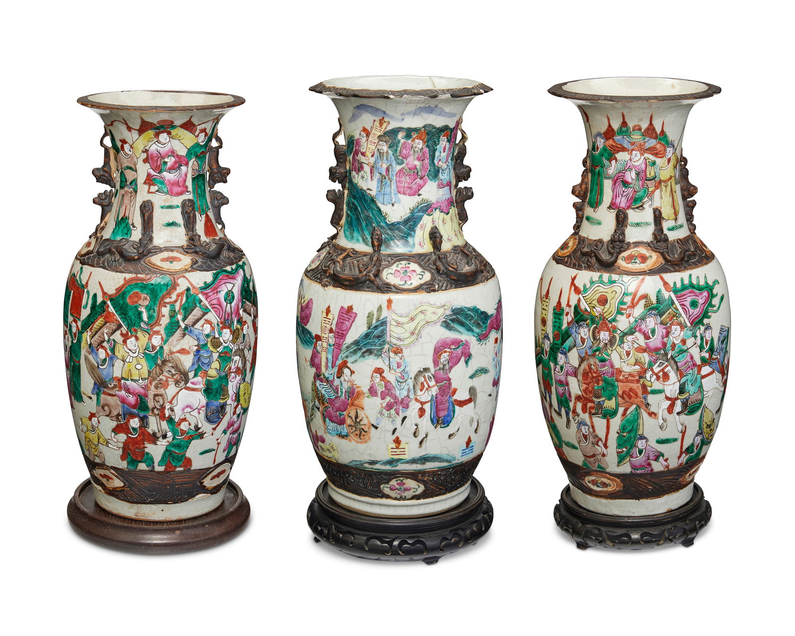 A group of Chinese Nanjing-style enameled earthenware vases (1 of 11)