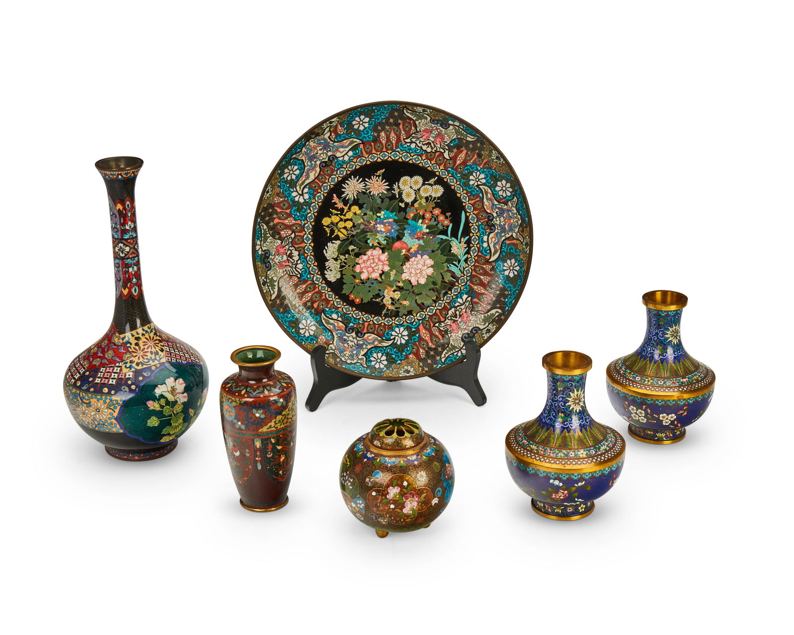 A group of East Asian cloisonnE vessels (1 of 8)
