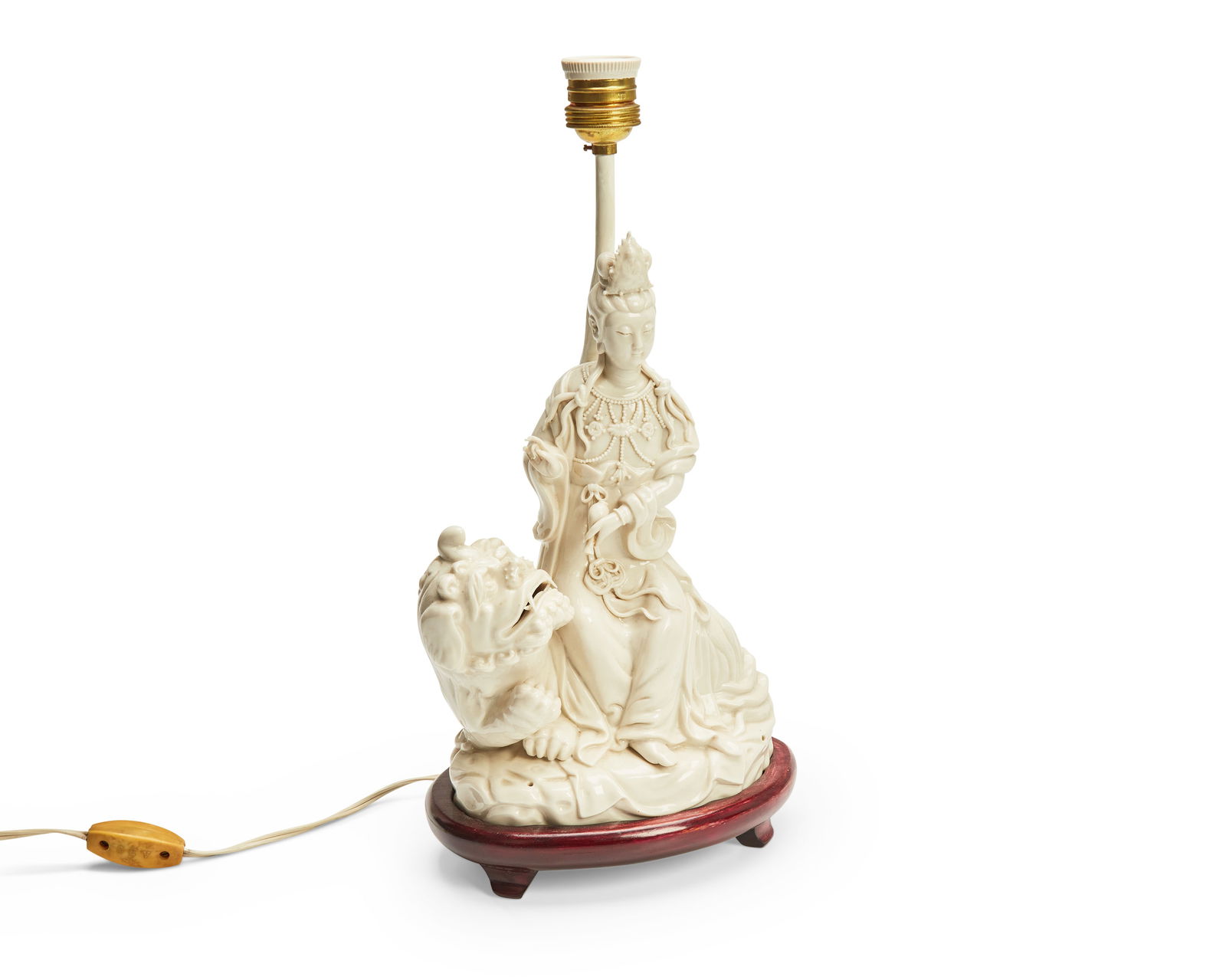 An East Asian Dehua-style porcelain Guanyin lamp (1 of 3)