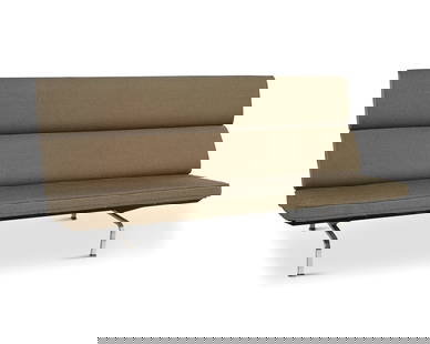 Charles and Ray Eames (1907-1978 and 1912-1988), Late 20th century, Sofa Compact for Herman Miller,: Charles and Ray Eames (1907-1978 and 1912-1988)Sofa Compact for Herman Miller, late 20th centuryDesigned 1954With Herman Miller sticker to undersideThe sofa with urethane foam cushions upholstered in