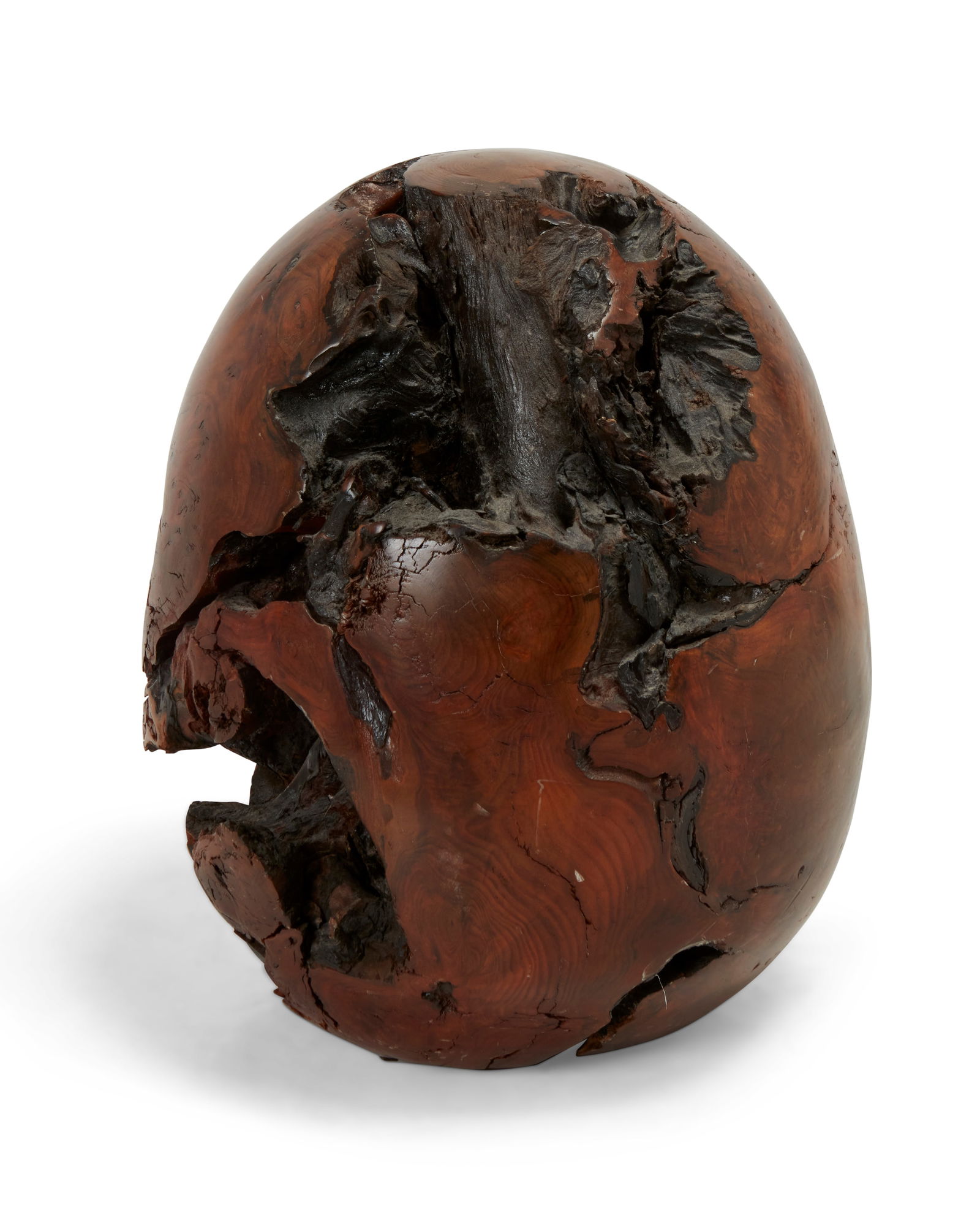 A carved burlwood egg sculpture (1 of 4)