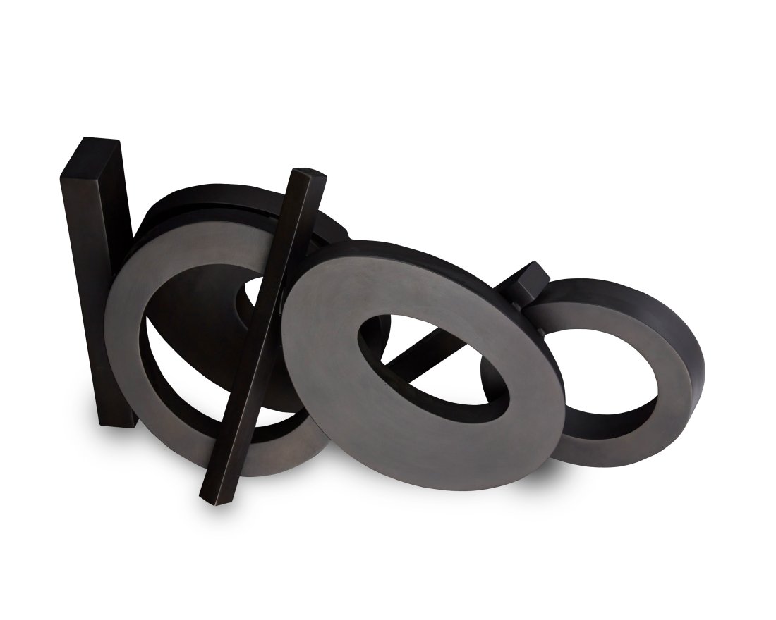 Brad Howe (b. 1959), Circles and ovals, 1999, Painted metal, 25" H x 14" W x 7" D: Brad Howe(b. 1959)Circles and ovals, 1999Painted metalIncised signature and date to underside25" H x 14" W x 7" D