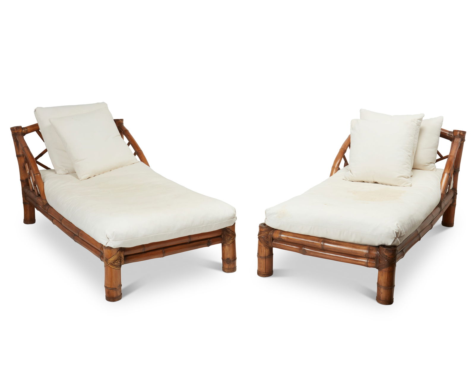 A pair of Antonio "Budji' Layug bamboo chaise lounge chairs (1 of 7)