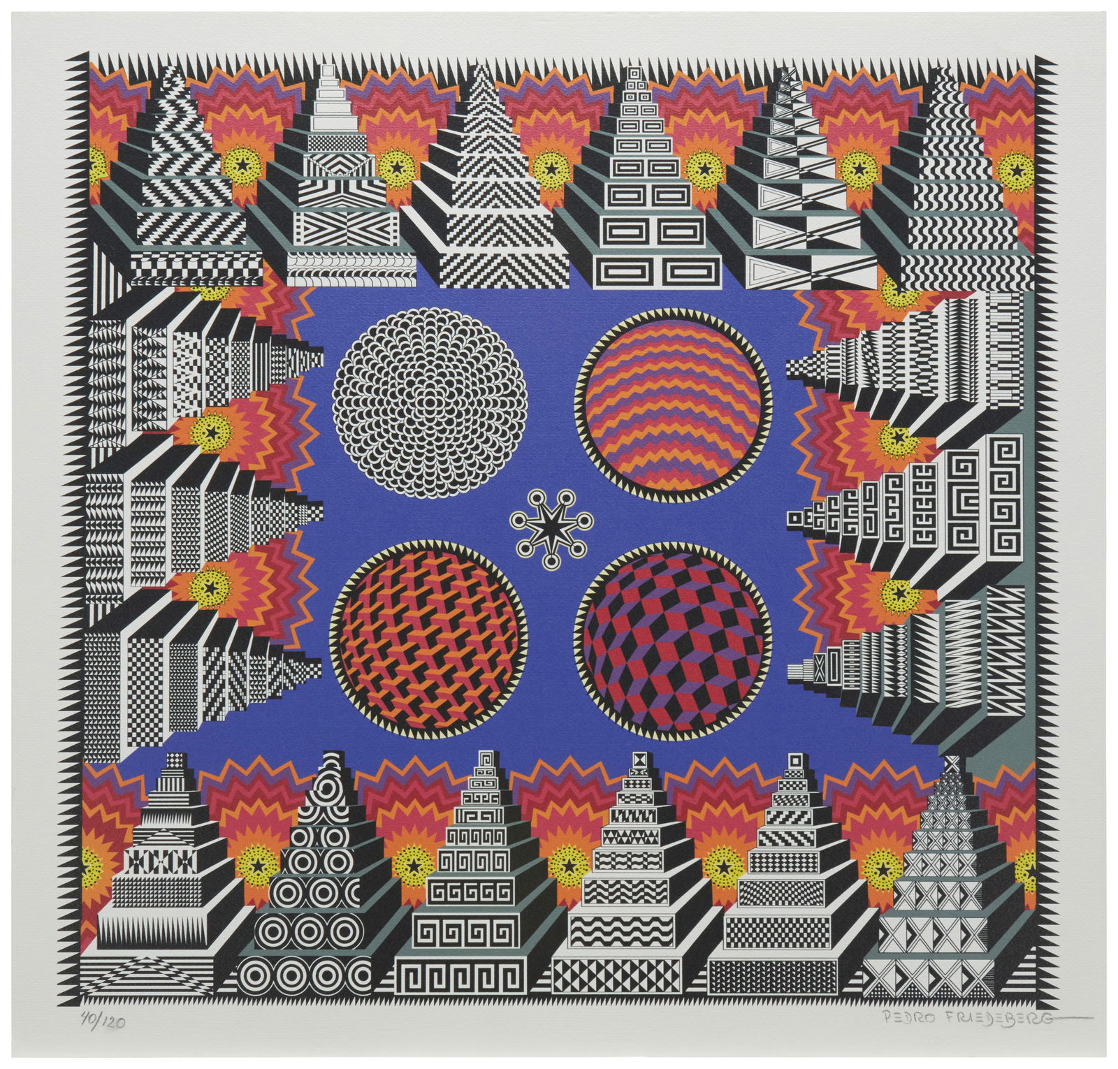 Pedro Friedeberg (b. 1936), "TeotihuacanizaciUn de Mesopotamia o Soles de Niniveh," Screenprint in (1 of 5)