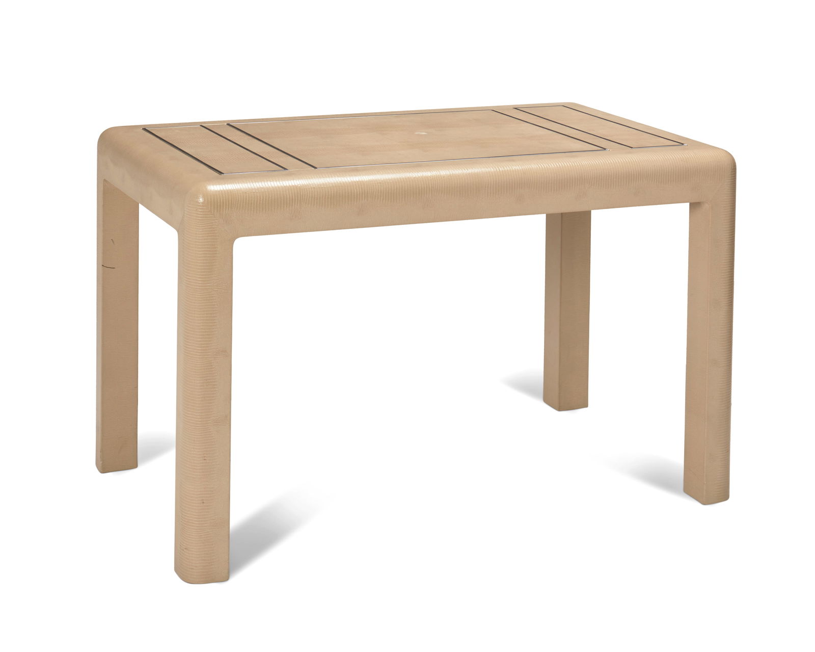 Karl Springer (1931-1991), A Parsons-style snakeskin game table, 1987, 29.625" H x 44.5" W x 27" D (1 of 10)