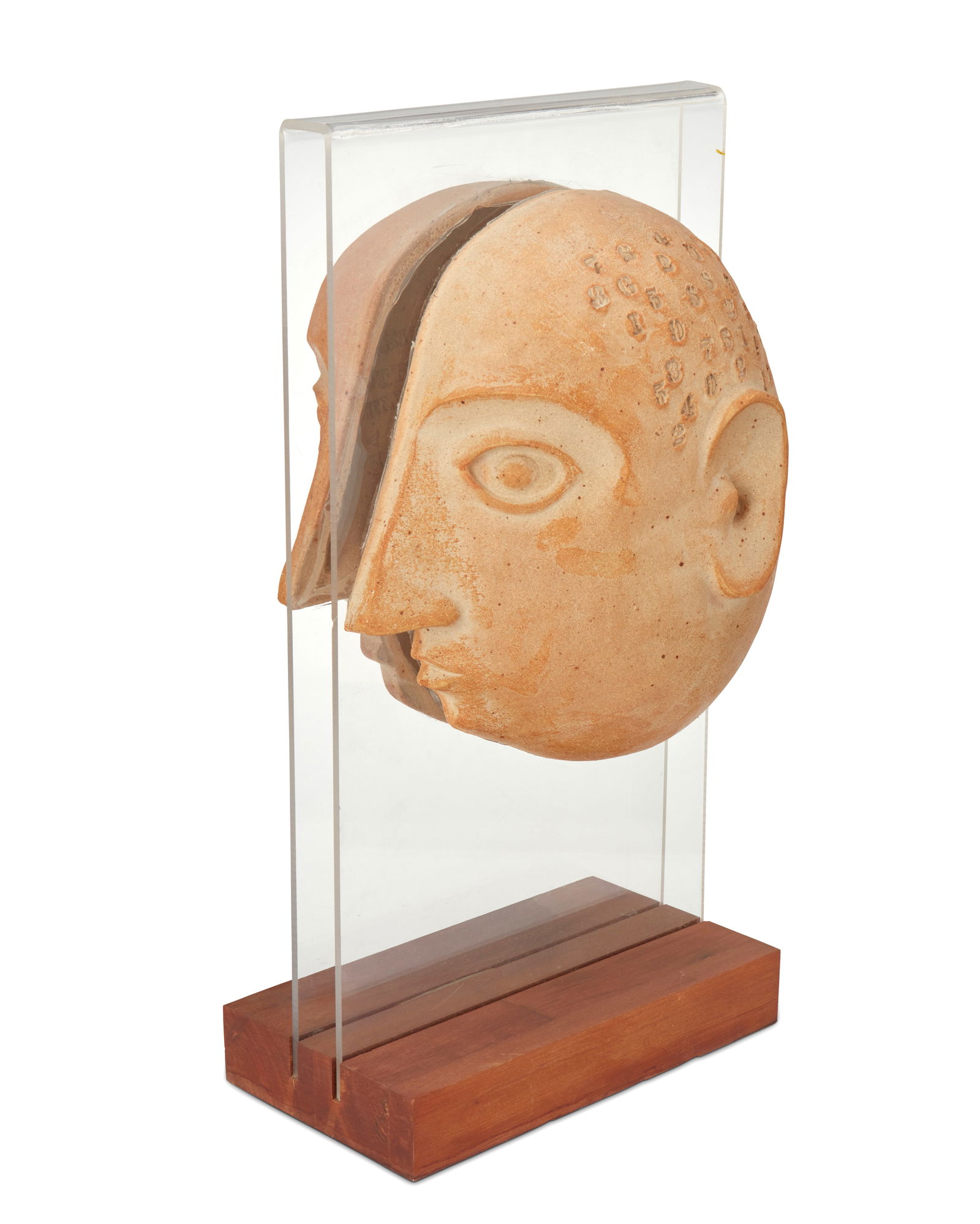 A David Gil for Bennington Potters ceramic sculpture: A David Gil for Bennington Potters ceramic sculptureMid-20th century; Bennington, VTStamped to the interior left: Bennington Potters / Bennington, Vermont / (C) 1950The three-dimensional stylized, cer