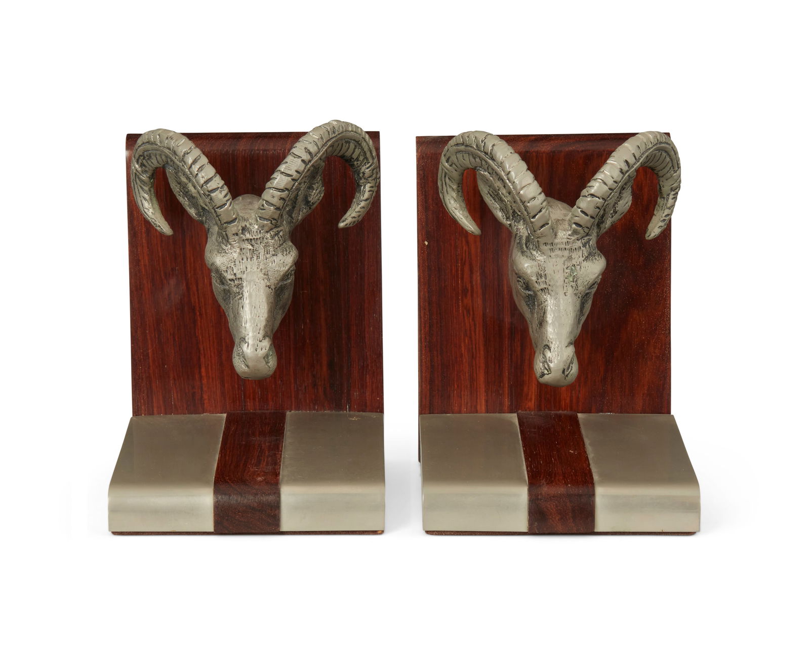 A pair of Gucci ram's head bookends (1 of 3)