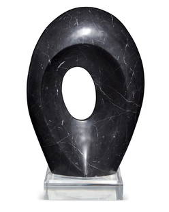 Kelly Wearstler (b. 1976), Abstract oval structure, Black marble on a separate acrylic base, 22" H x: Kelly Wearstler (b. 1976)An Abstract oval structure black marble on a separate acrylic base Signed to the underside: Kelly Wearstler 22&quot; H x 16.5&quot; W 6.5&quot; D