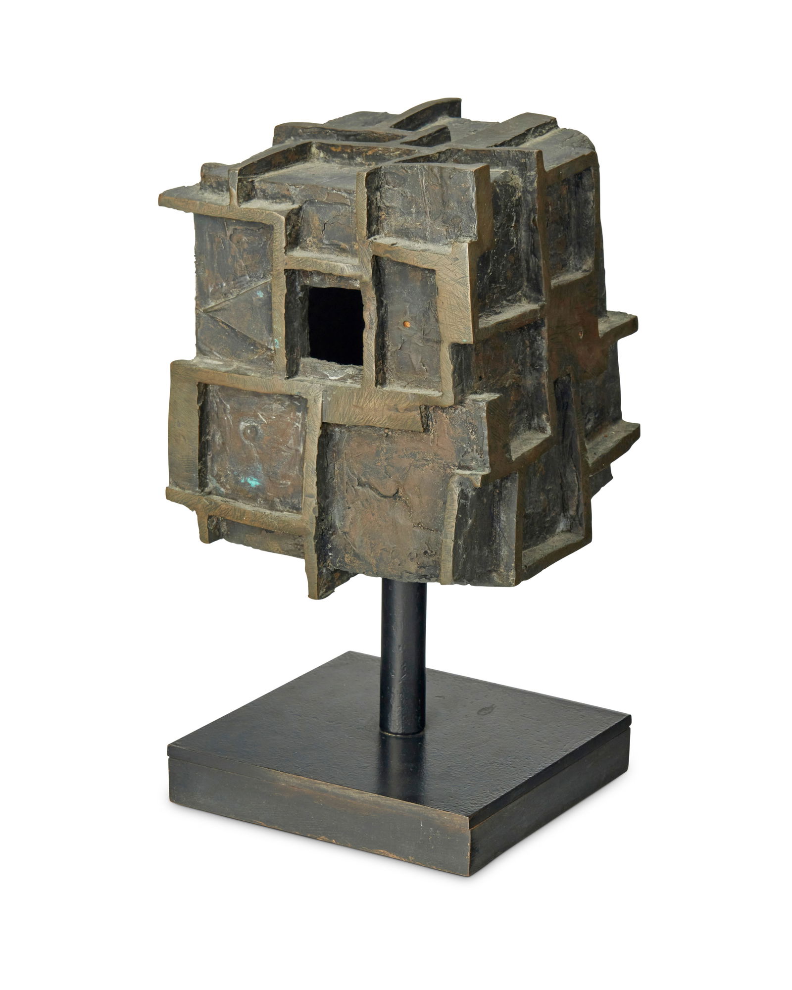 A modernist bronze cube sculpture (1 of 4)