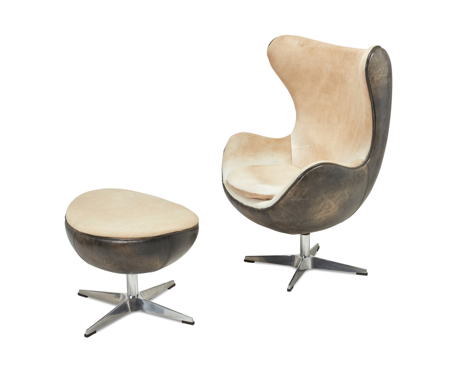 An Arne Jacobsen-style Restoration Hardware armchair and ottoman (1 of 6)