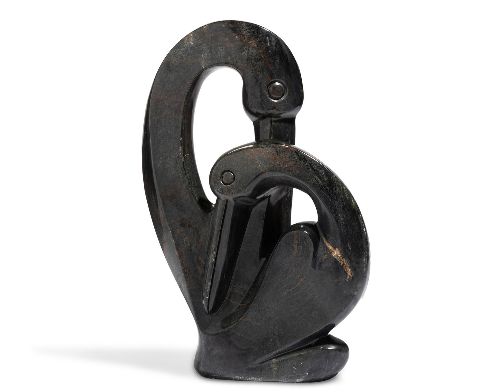 Tinapi Chihota, (b. 20th century), "Love Birds", Marble, 28" H x 18" W x 4.5" D: Tinapi Chihota (b. 20th century) "Love Birds" Marble From the edition of unknown size and date Signed: Tinapi / #245 28" H x 18" W x 4.5" D Provenance: Maria Domont Collectio