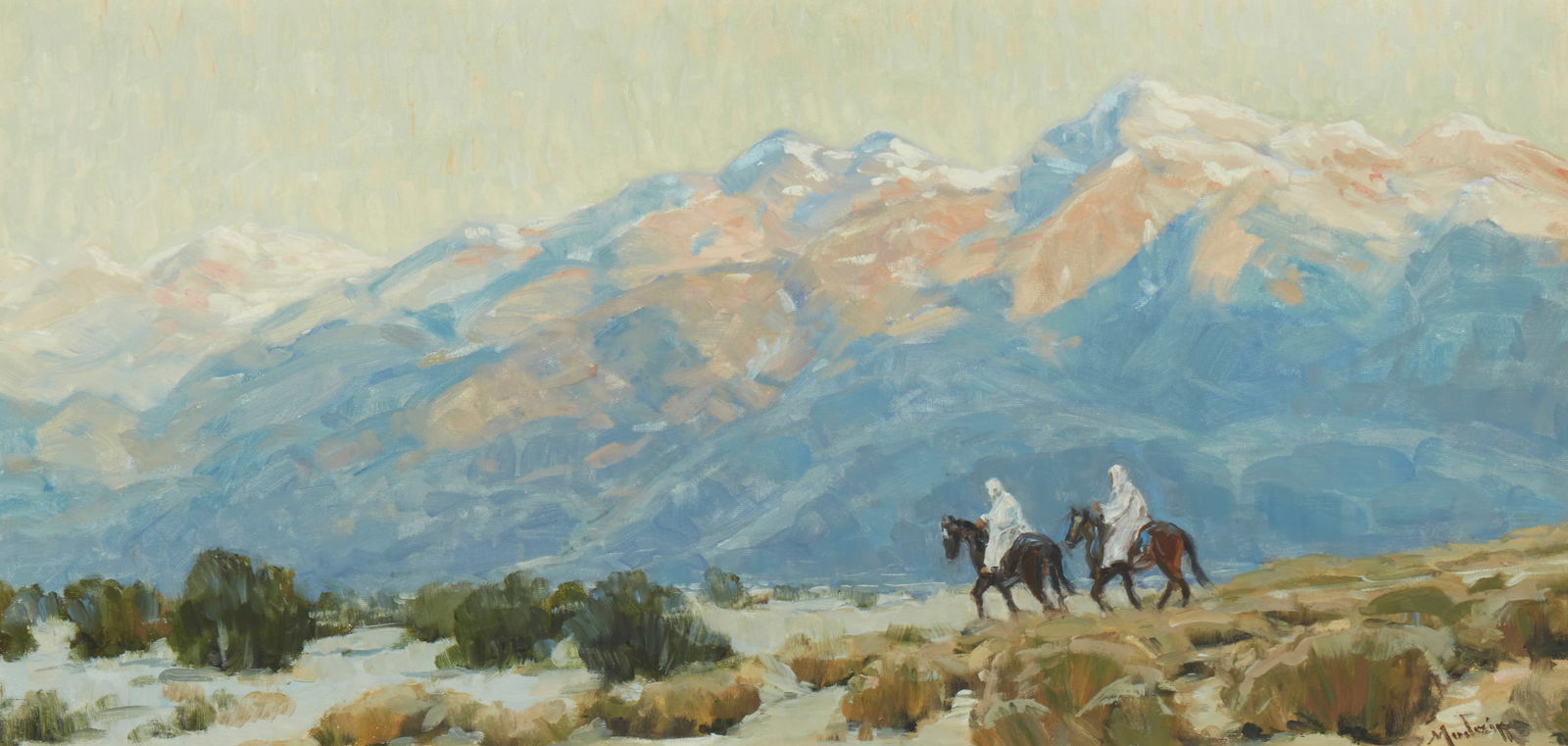 John Modesitt (1955 Solano Beach, CA), Two figures on horseback, Oil on canvas (1 of 5)