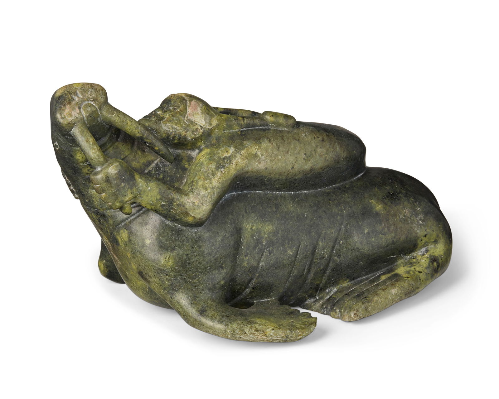 Qavaroak Tunnillie (1928-1993, Inuit; Cape Dorset/Kinngait), "Talelayo and the Walrus" (1 of 4)